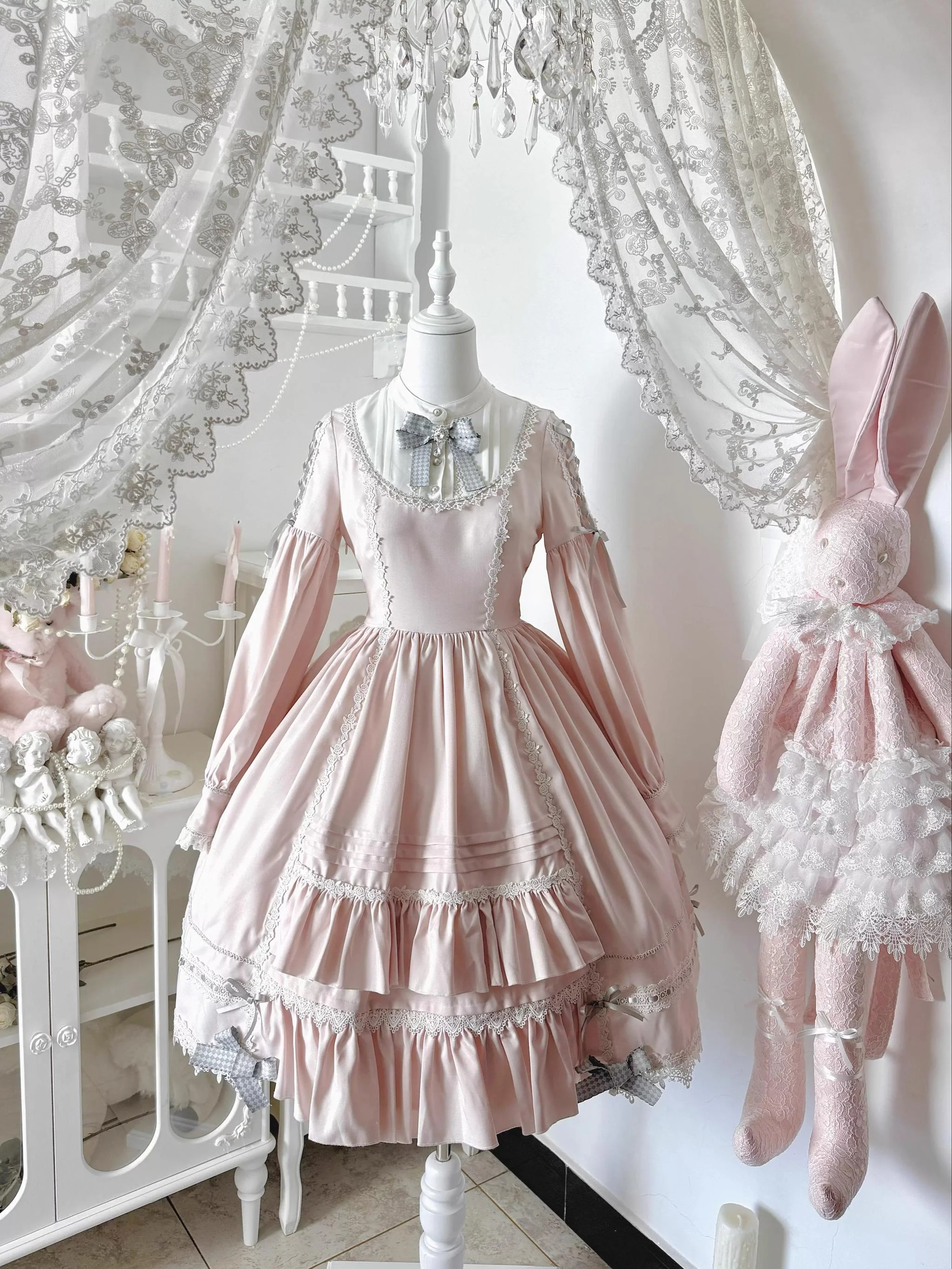 Ningyo Night - Old School Lolita OP Dress, Peter Pan Collar Cape - Image 29