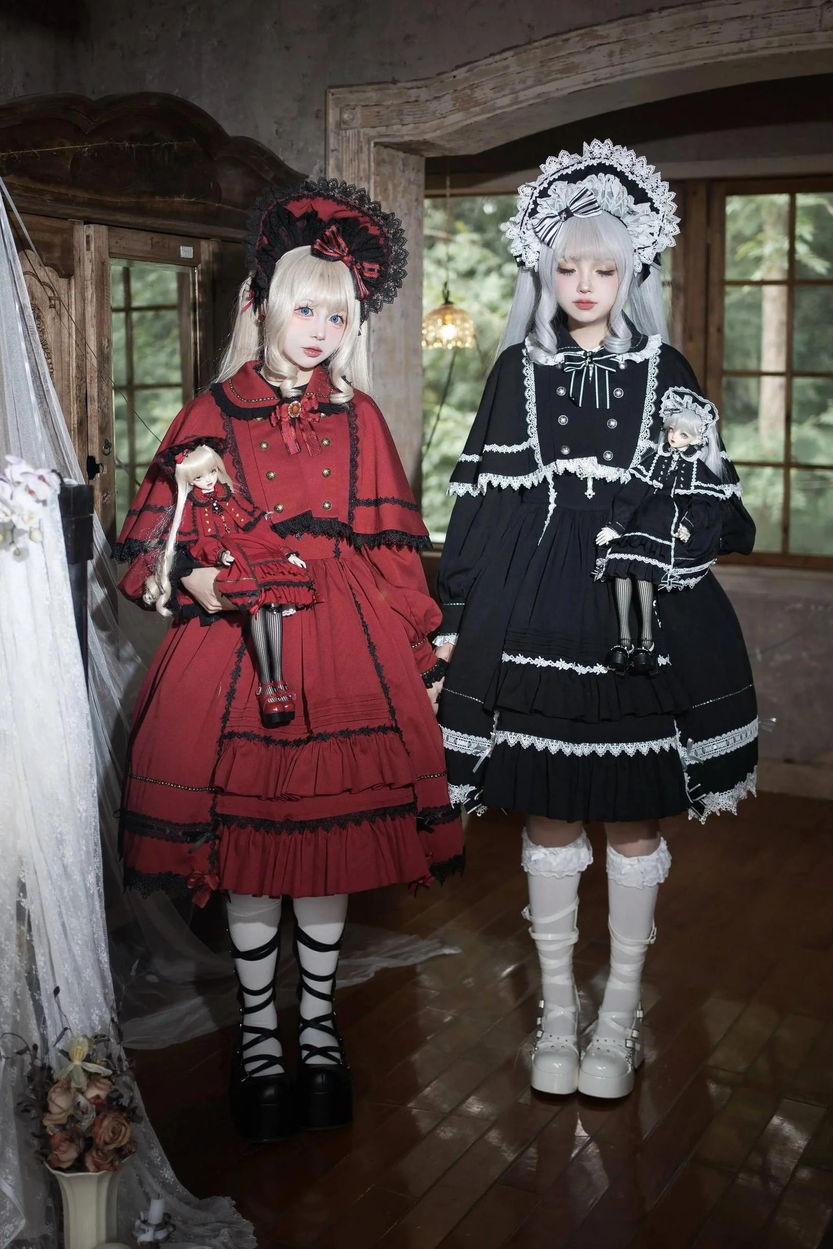 Ningyo Night - Old School Lolita OP Dress, Peter Pan Collar Cape - Image 5