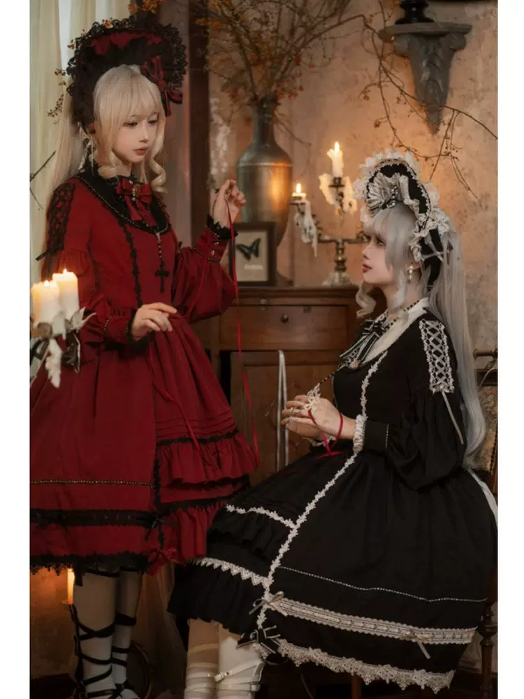 Ningyo Night - Old School Lolita OP Dress, Peter Pan Collar Cape - Image 7