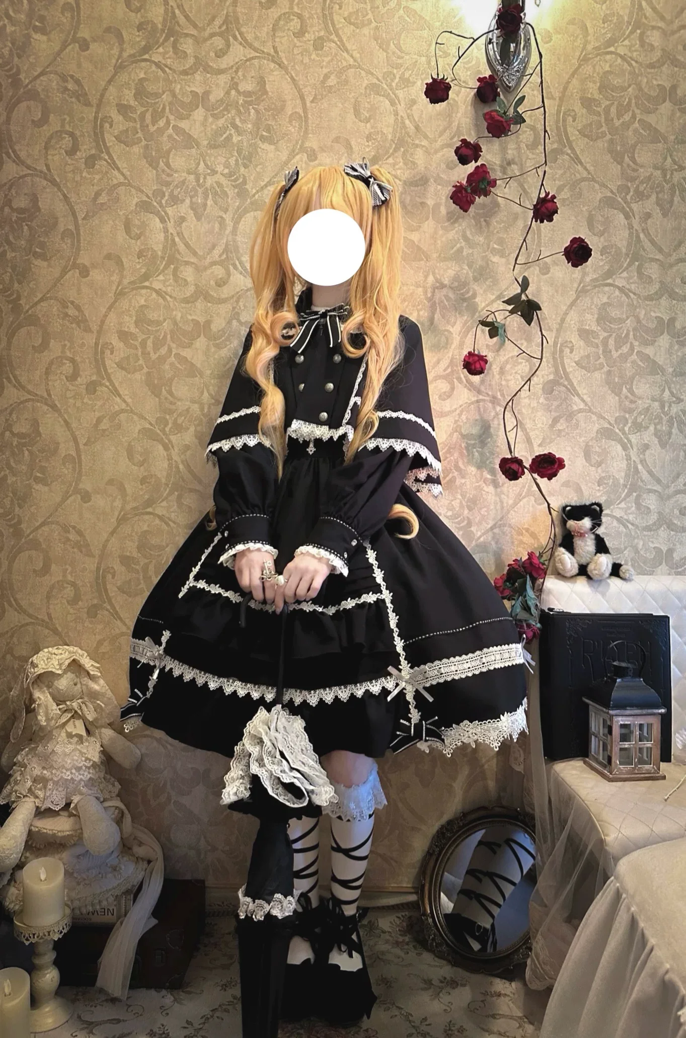 Ningyo Night - Old School Lolita OP Dress, Peter Pan Collar Cape - Image 8