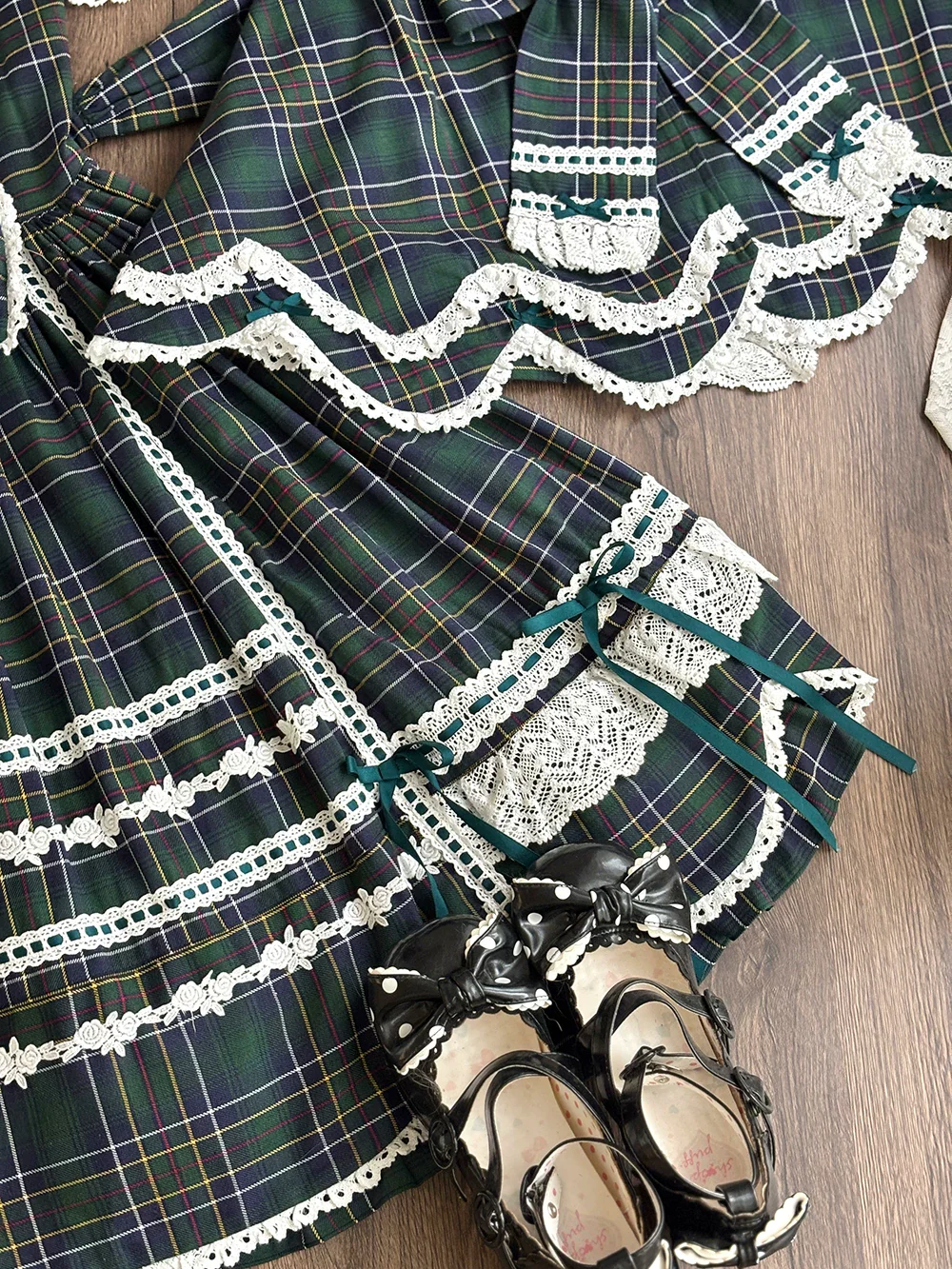 Plaid Petal Bunny - Old School Lolita Plaid JSK Dress, Side Pockets - Image 40