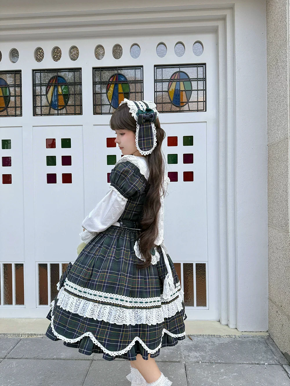 Plaid Petal Bunny - Old School Lolita Plaid OP Dress, Petal-shaped Hem - Image 45