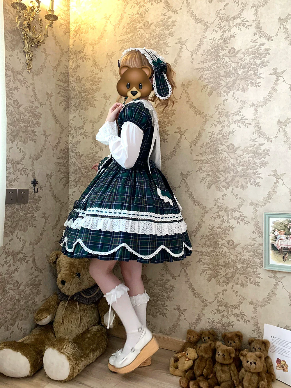 Plaid Petal Bunny - Old School Lolita Plaid OP Dress, Petal-shaped Hem - Image 49