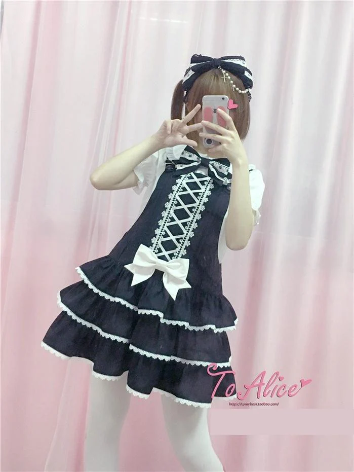To Alice - Old School Lolita Salopette Suit Tiered Dress - Image 4