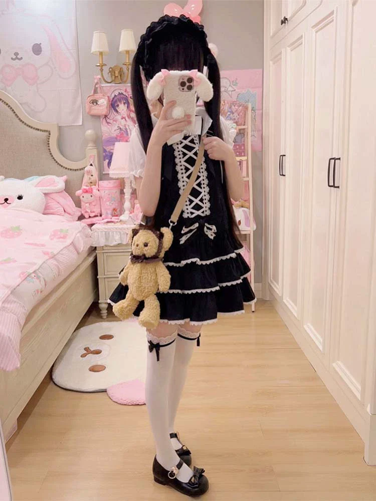 To Alice - Old School Lolita Salopette Suit Tiered Dress - Image 8