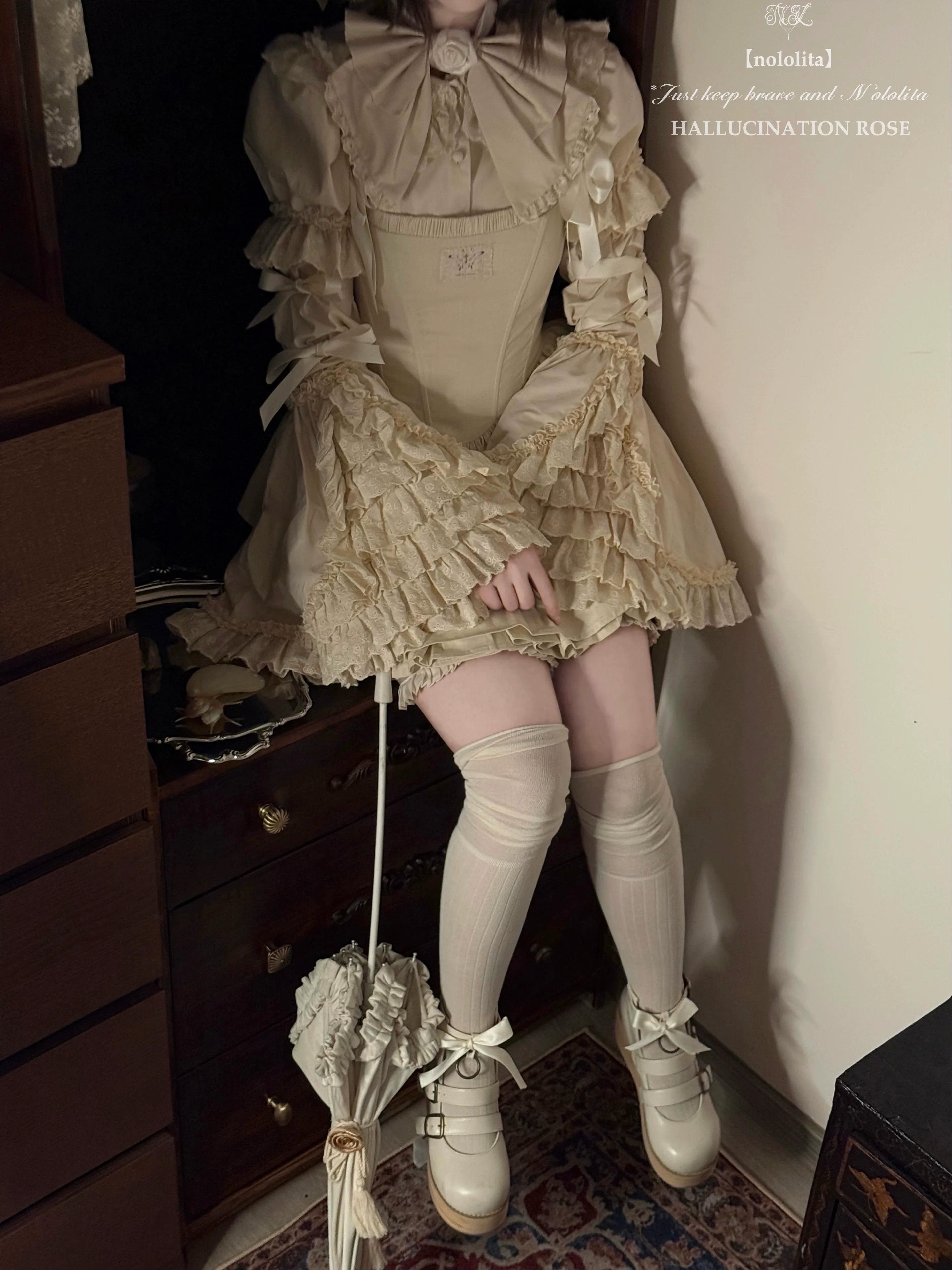 Nightingale - Old School Lolita Shirt, Detachable Sleeves - Image 35