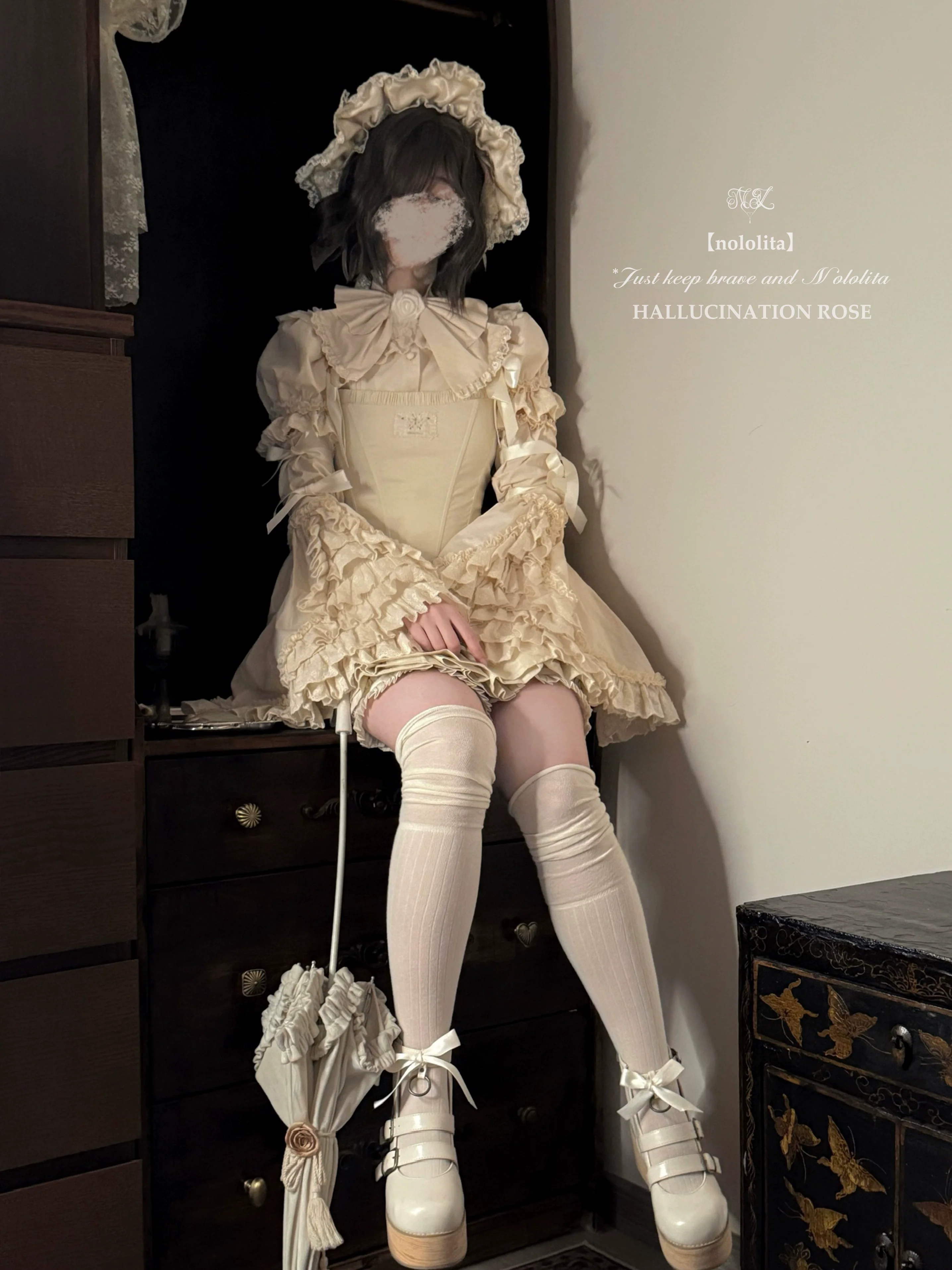 Nightingale - Old School Lolita Shirt, Detachable Sleeves - Image 36