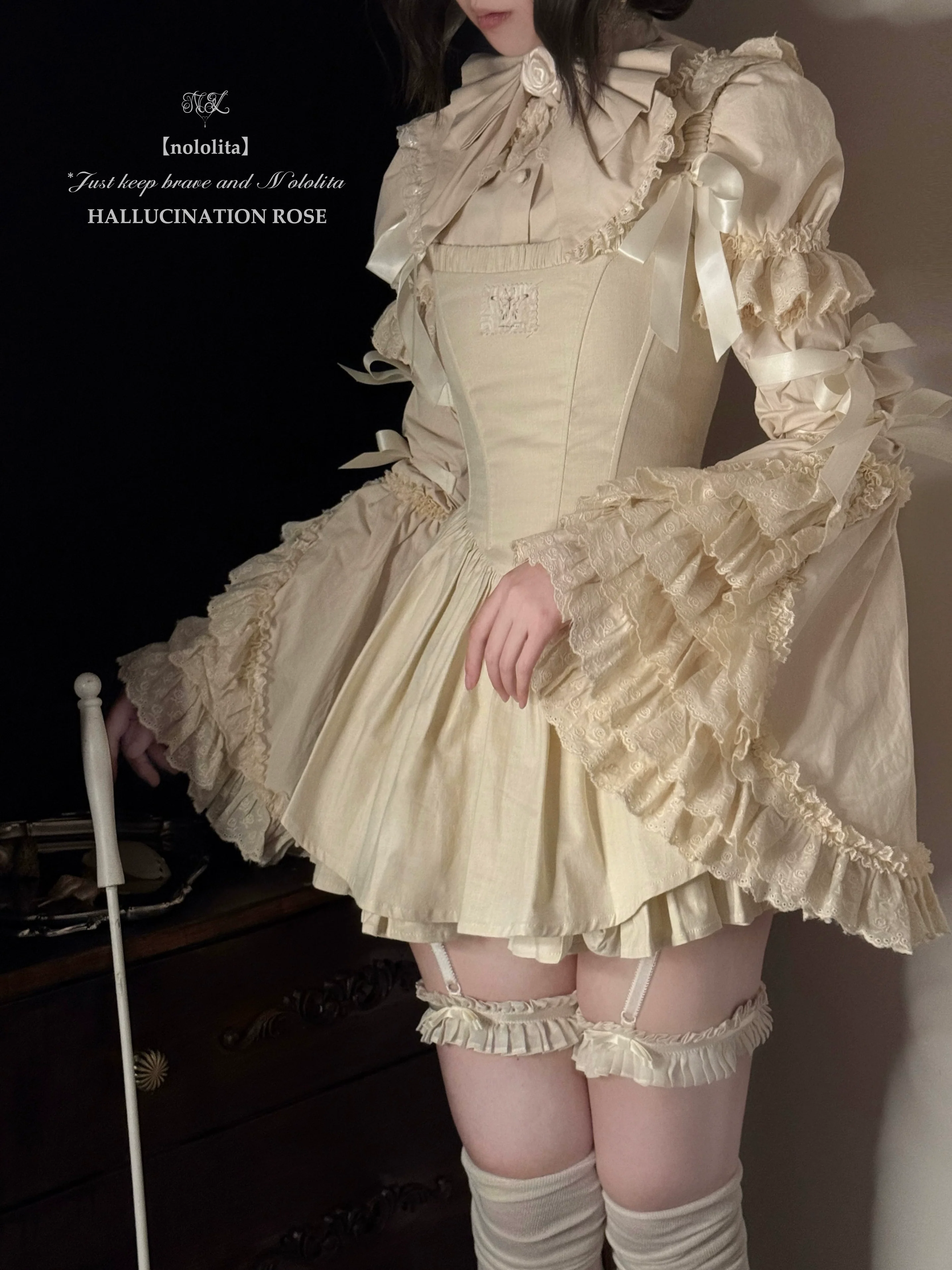 Nightingale - Old School Lolita Shirt, Detachable Sleeves - Image 37