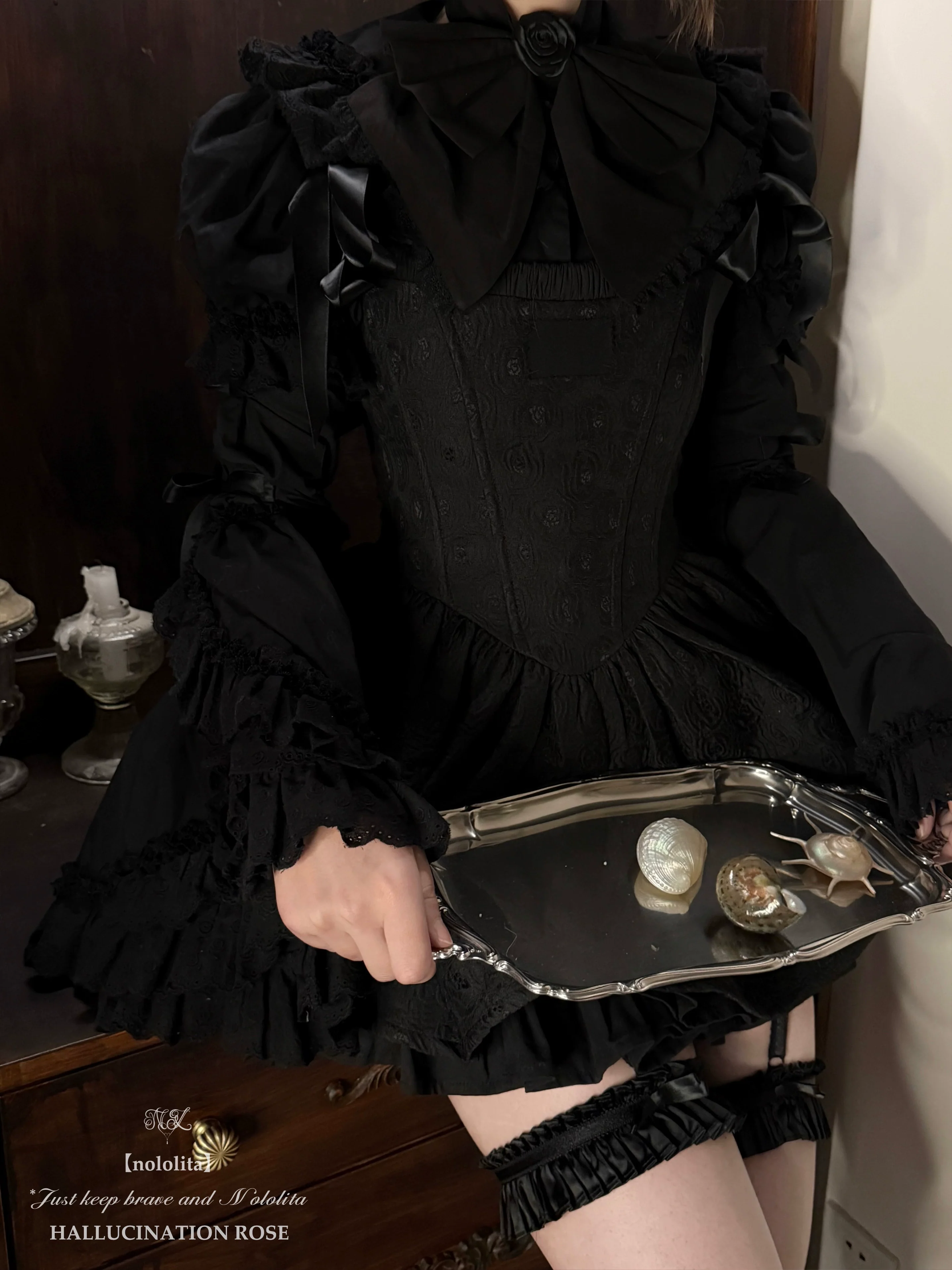 Nightingale - Old School Lolita Shirt, Detachable Sleeves - Image 40