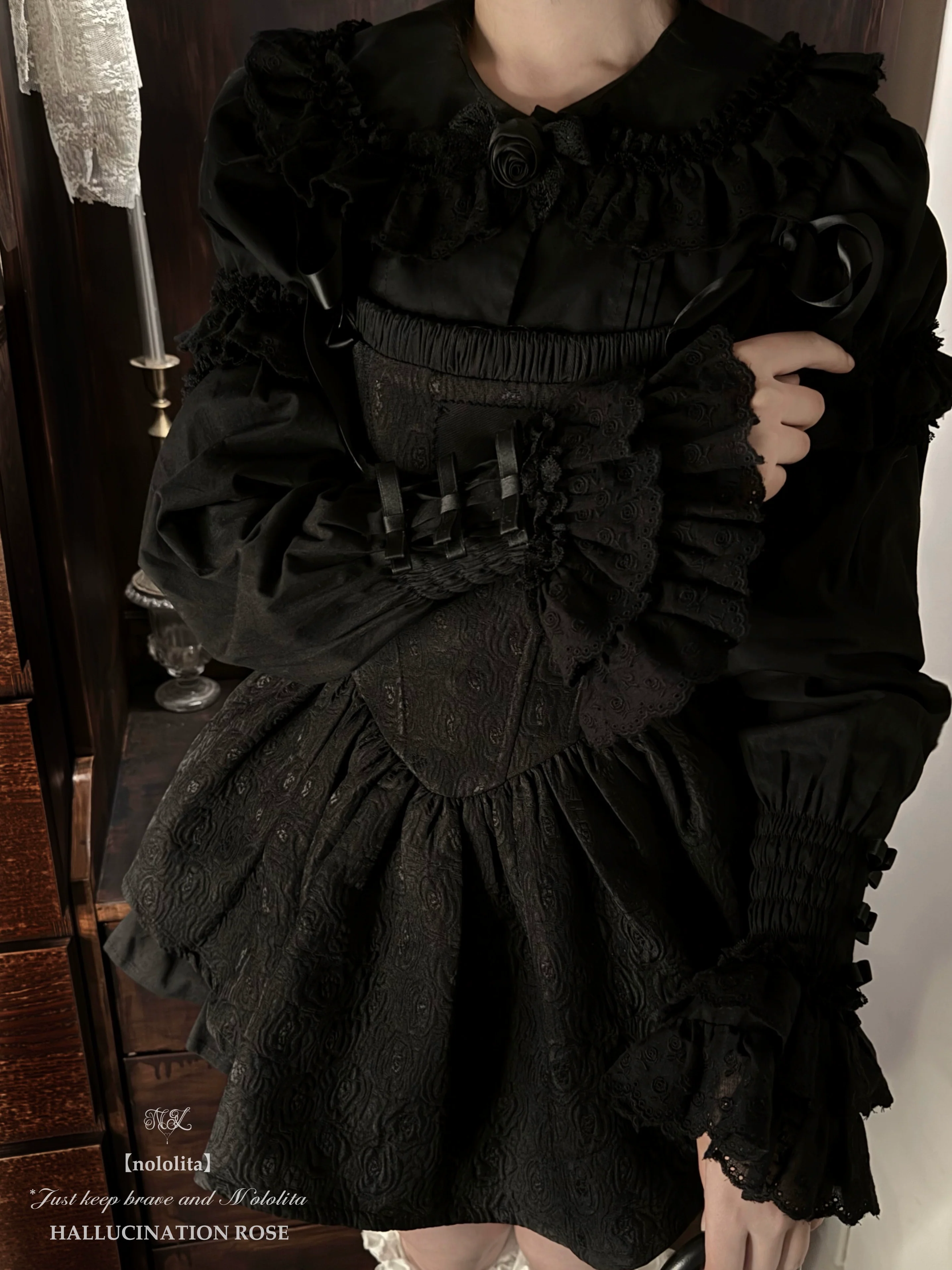 Nightingale - Old School Lolita Shirt, Detachable Sleeves - Image 41
