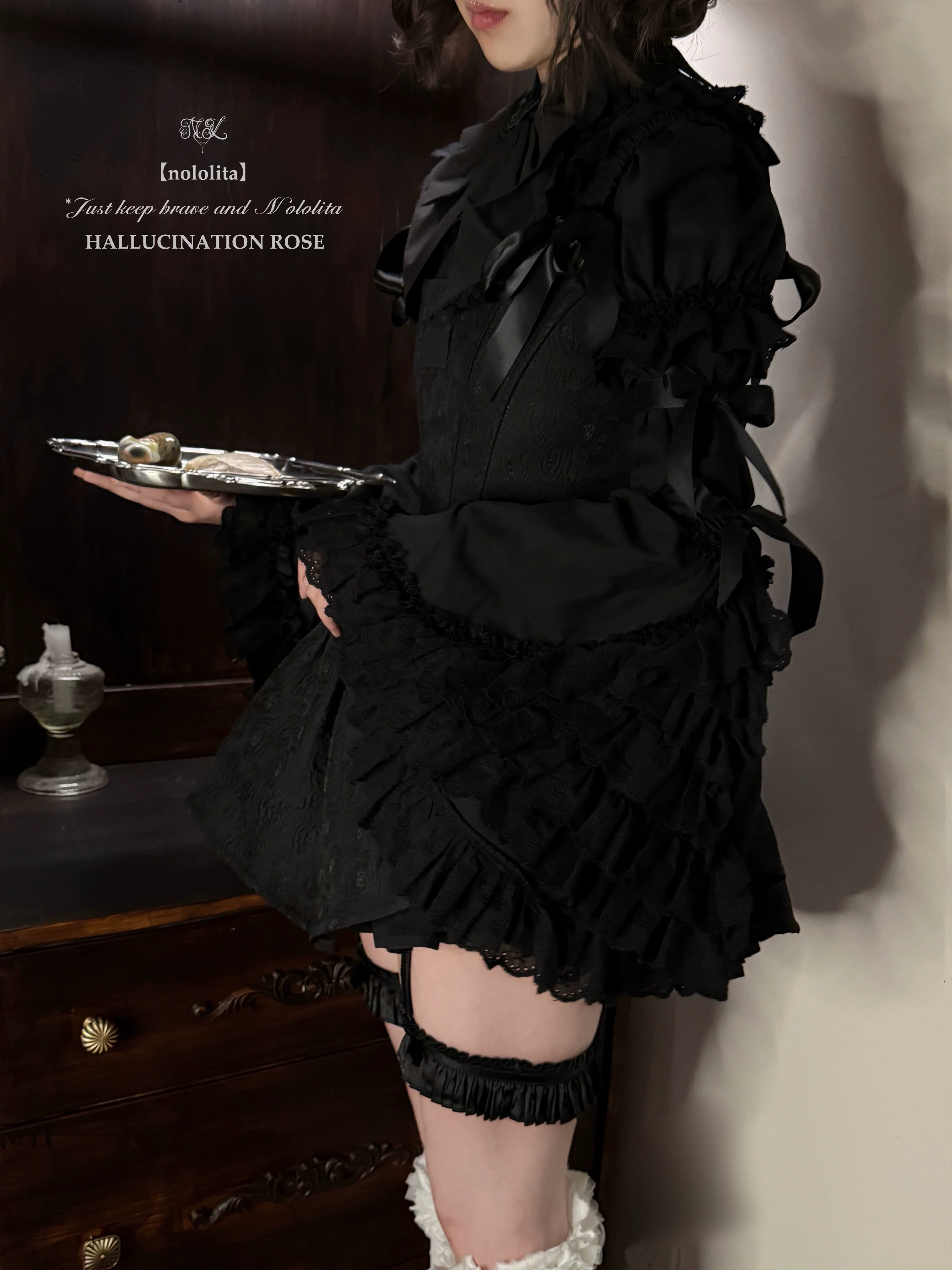 Nightingale - Old School Lolita Shirt, Detachable Sleeves - Image 44