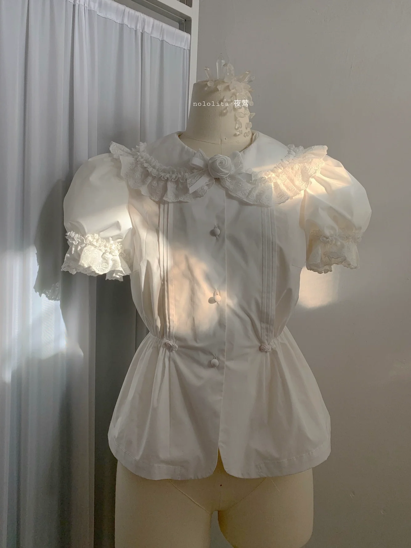 Nightingale - Old School Lolita Shirt, Detachable Sleeves - Image 60