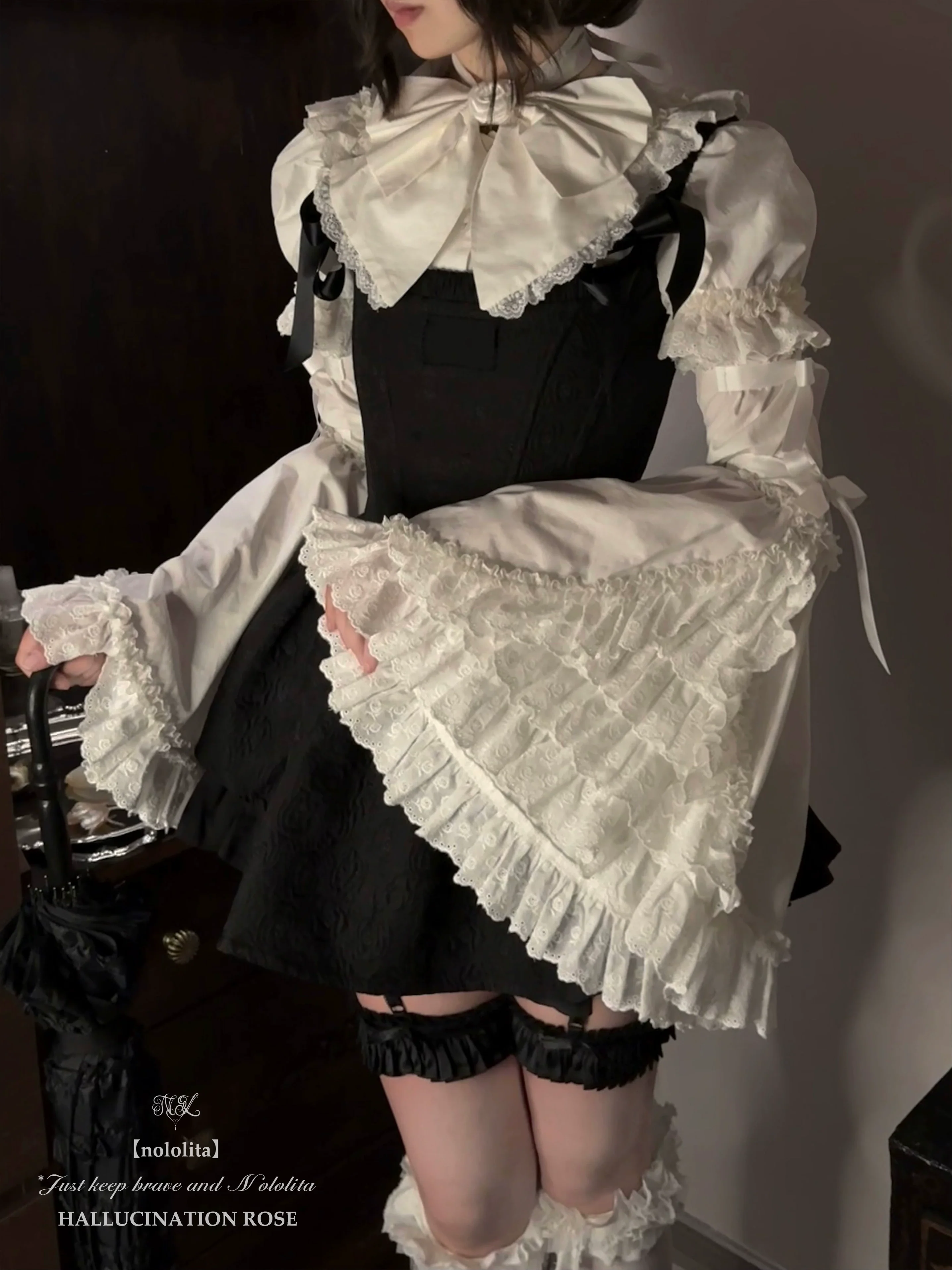 Nightingale - Old School Lolita Shirt, Detachable Sleeves - Image 7