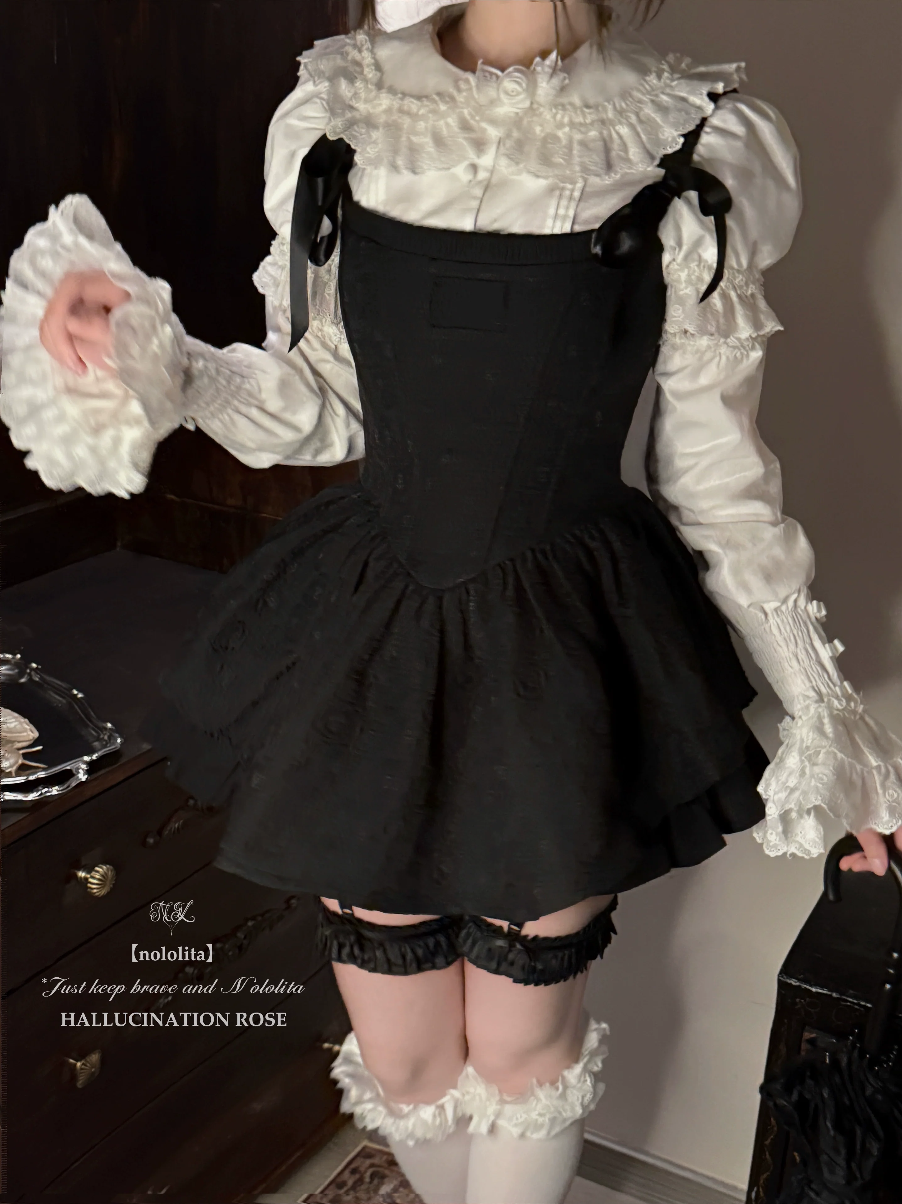 Nightingale - Old School Lolita Shirt, Detachable Sleeves - Image 8