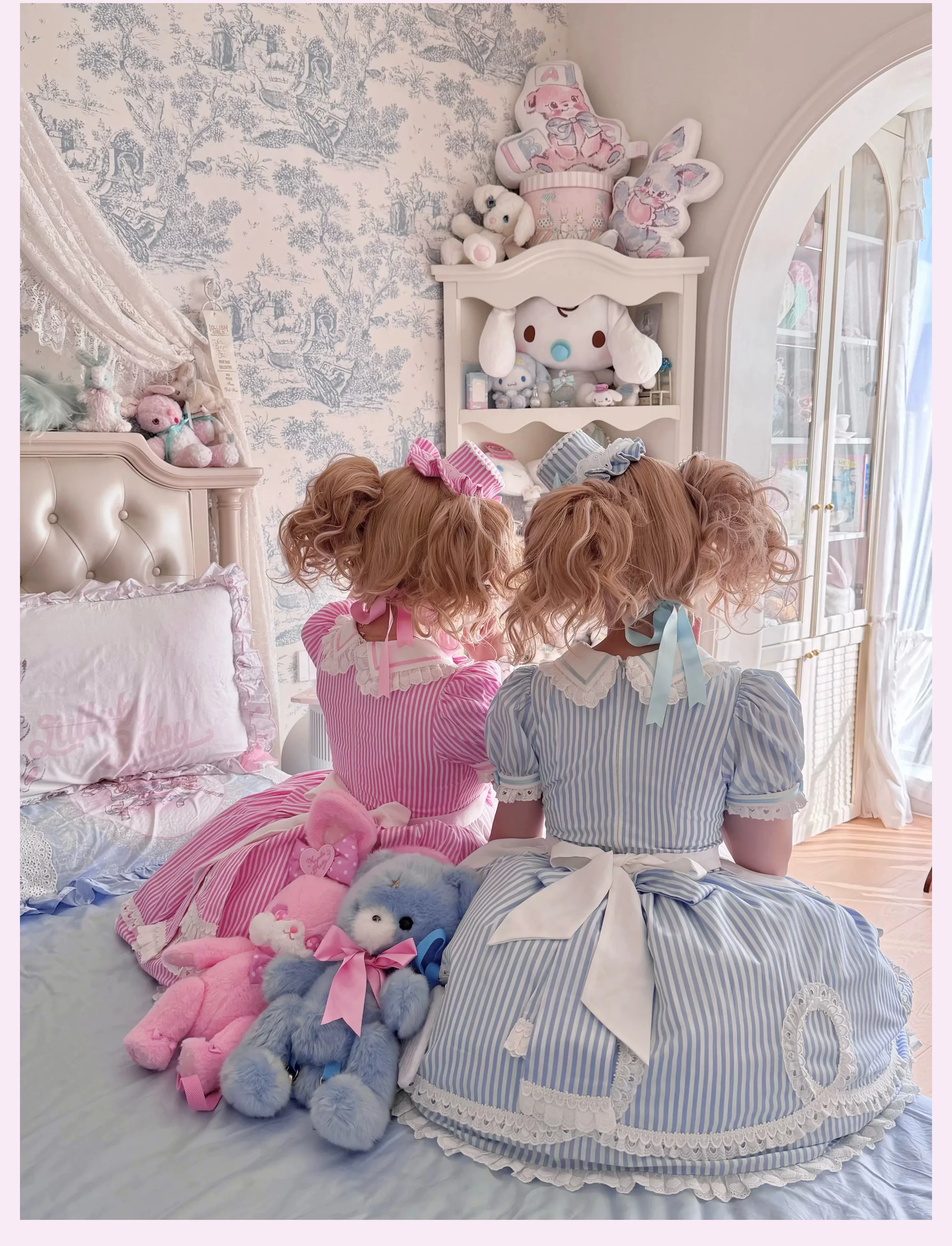 Candy Shop Manager - Old School Lolita Striped OP Dress, Detachable Apron - Image 11