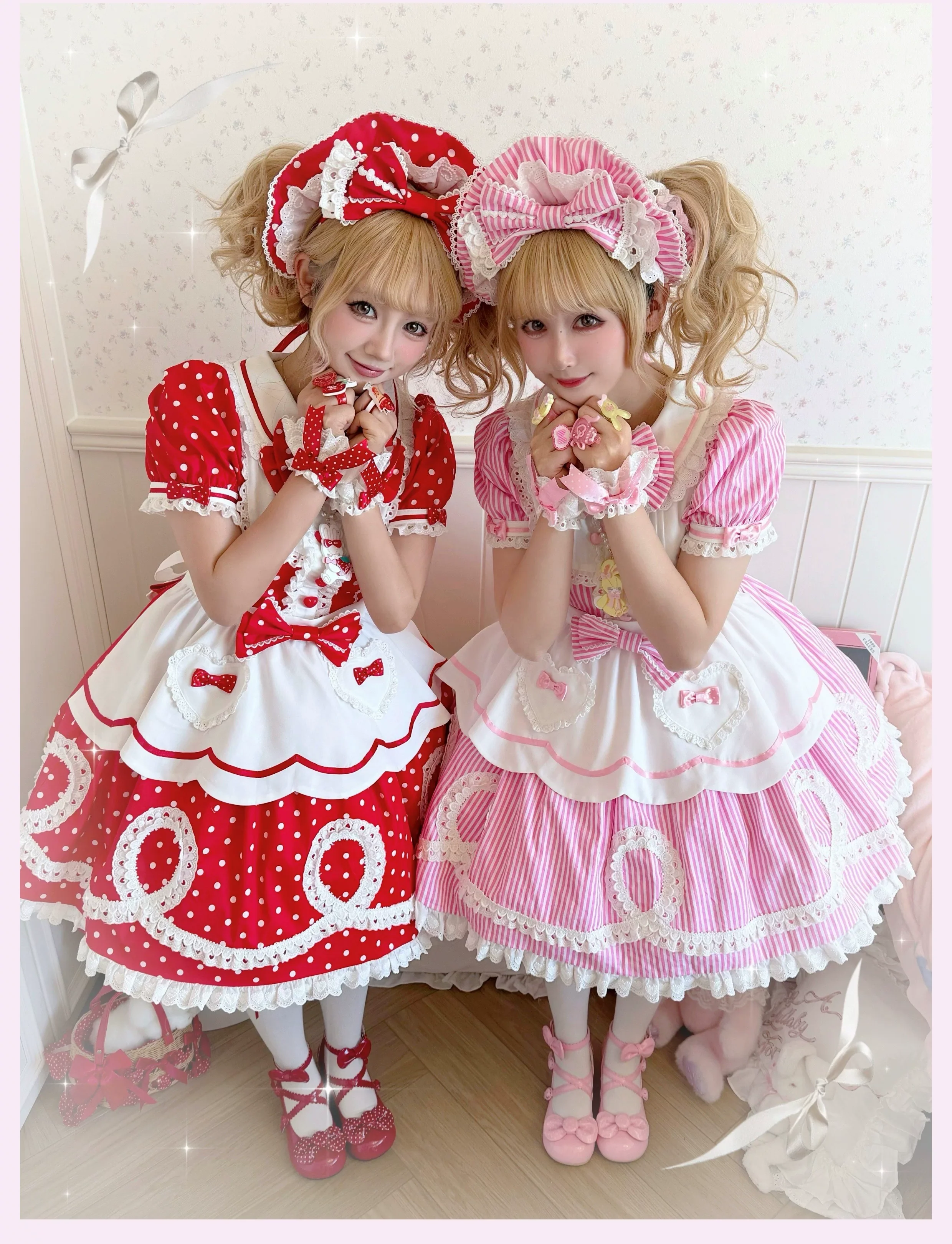 Candy Shop Manager - Old School Lolita Striped OP Dress, Detachable Apron - Image 12