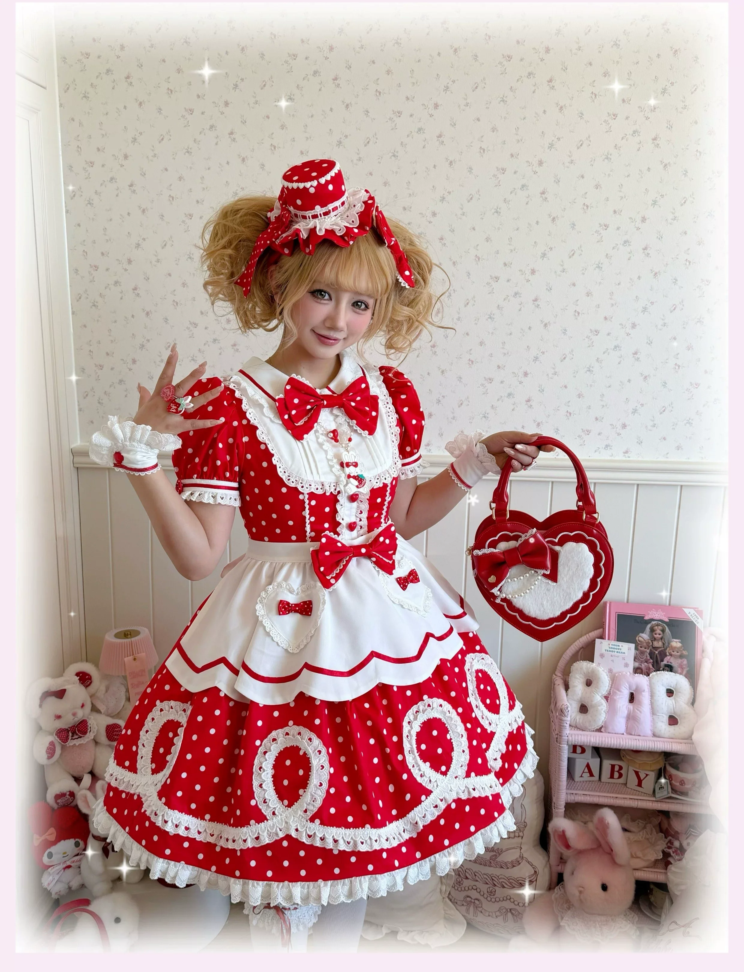 Candy Shop Manager - Old School Lolita Striped OP Dress, Detachable Apron - Image 16