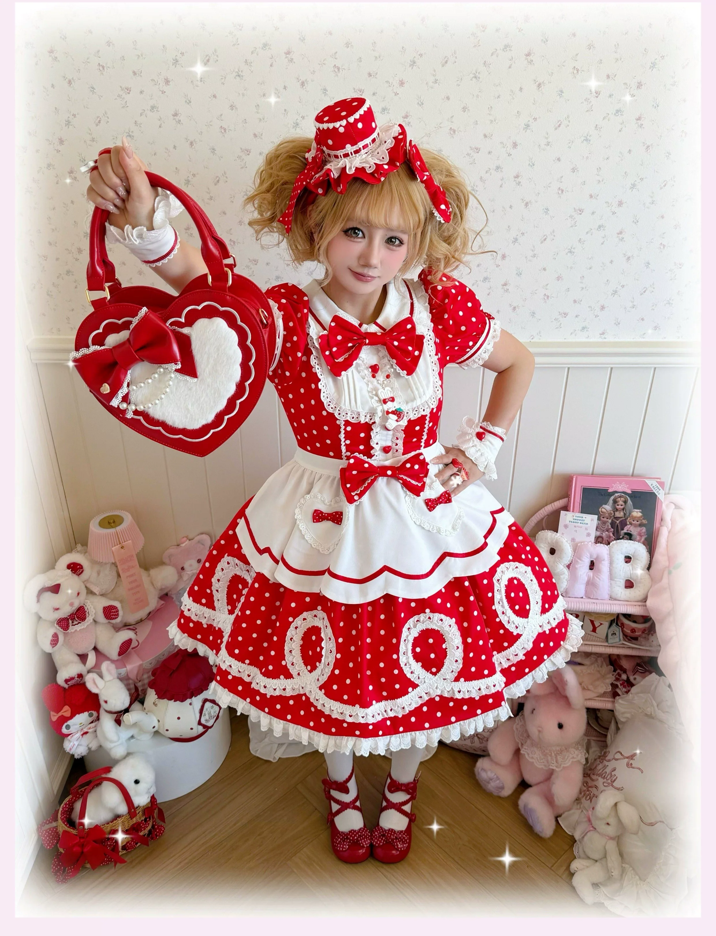 Candy Shop Manager - Old School Lolita Striped OP Dress, Detachable Apron - Image 17