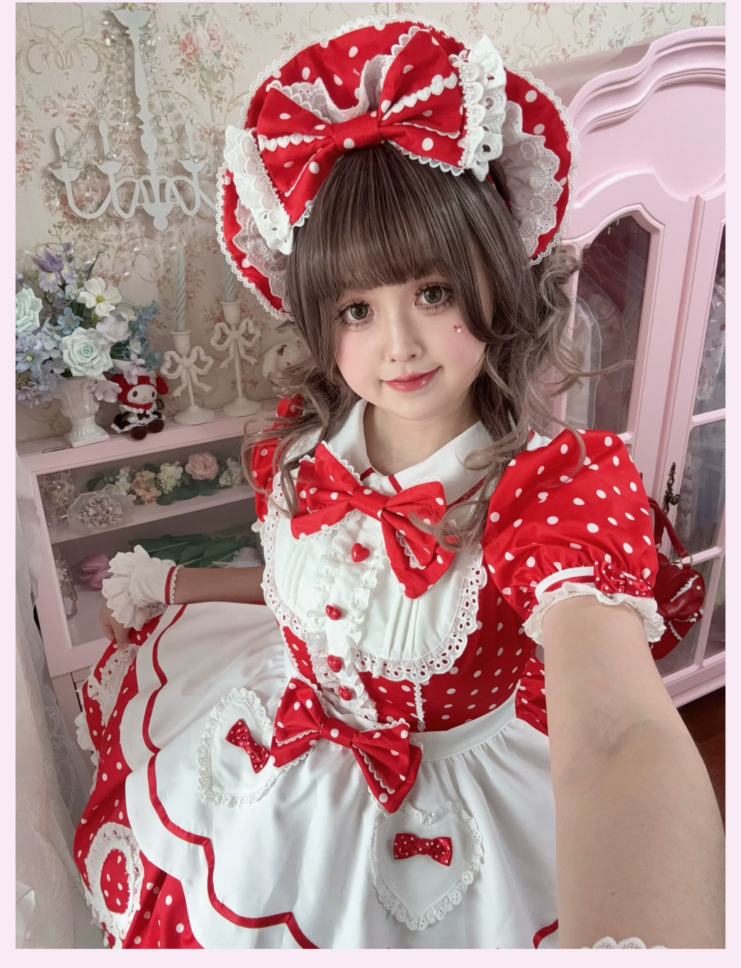 Candy Shop Manager - Old School Lolita Striped OP Dress, Detachable Apron - Image 19