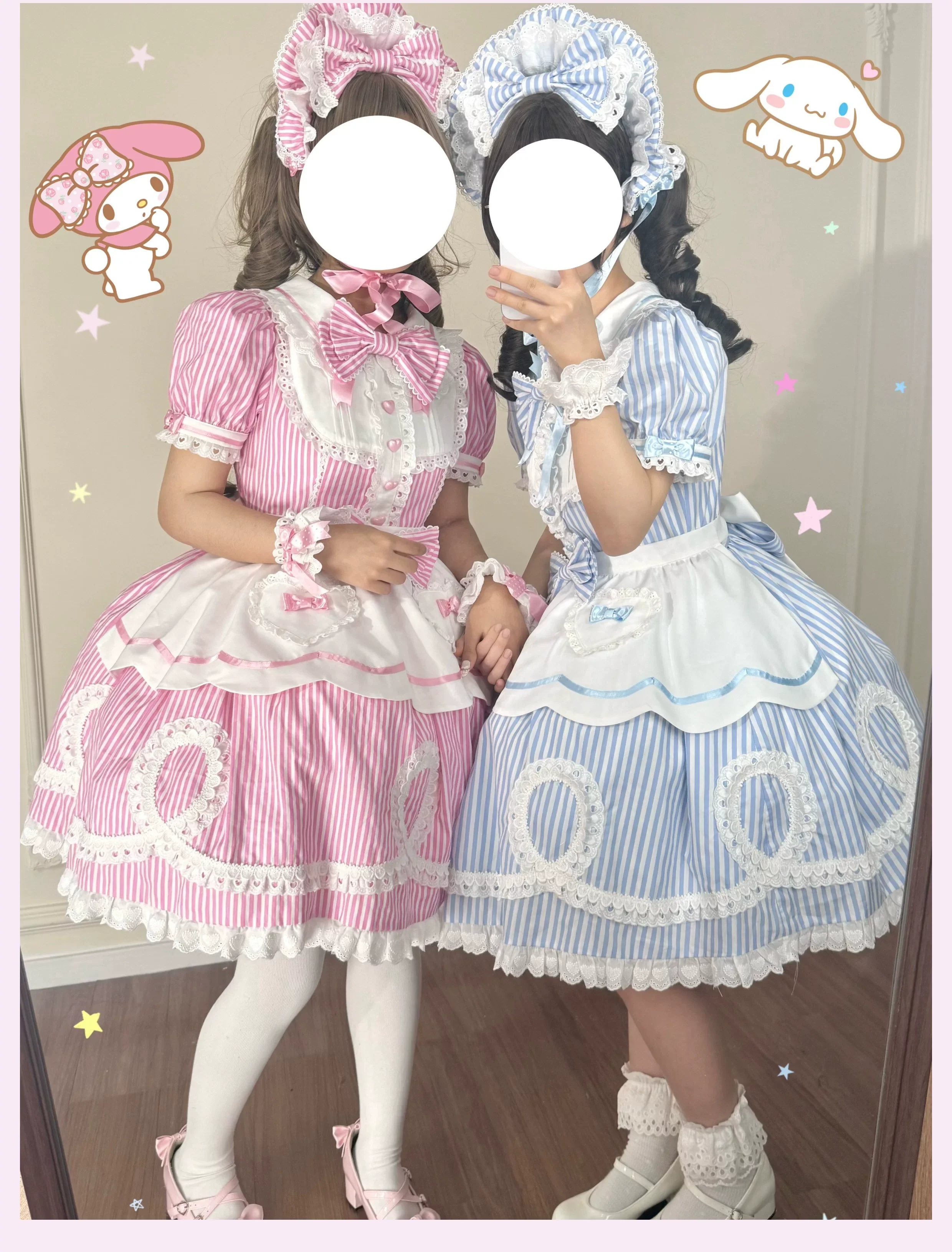 Candy Shop Manager - Old School Lolita Striped OP Dress, Detachable Apron - Image 25