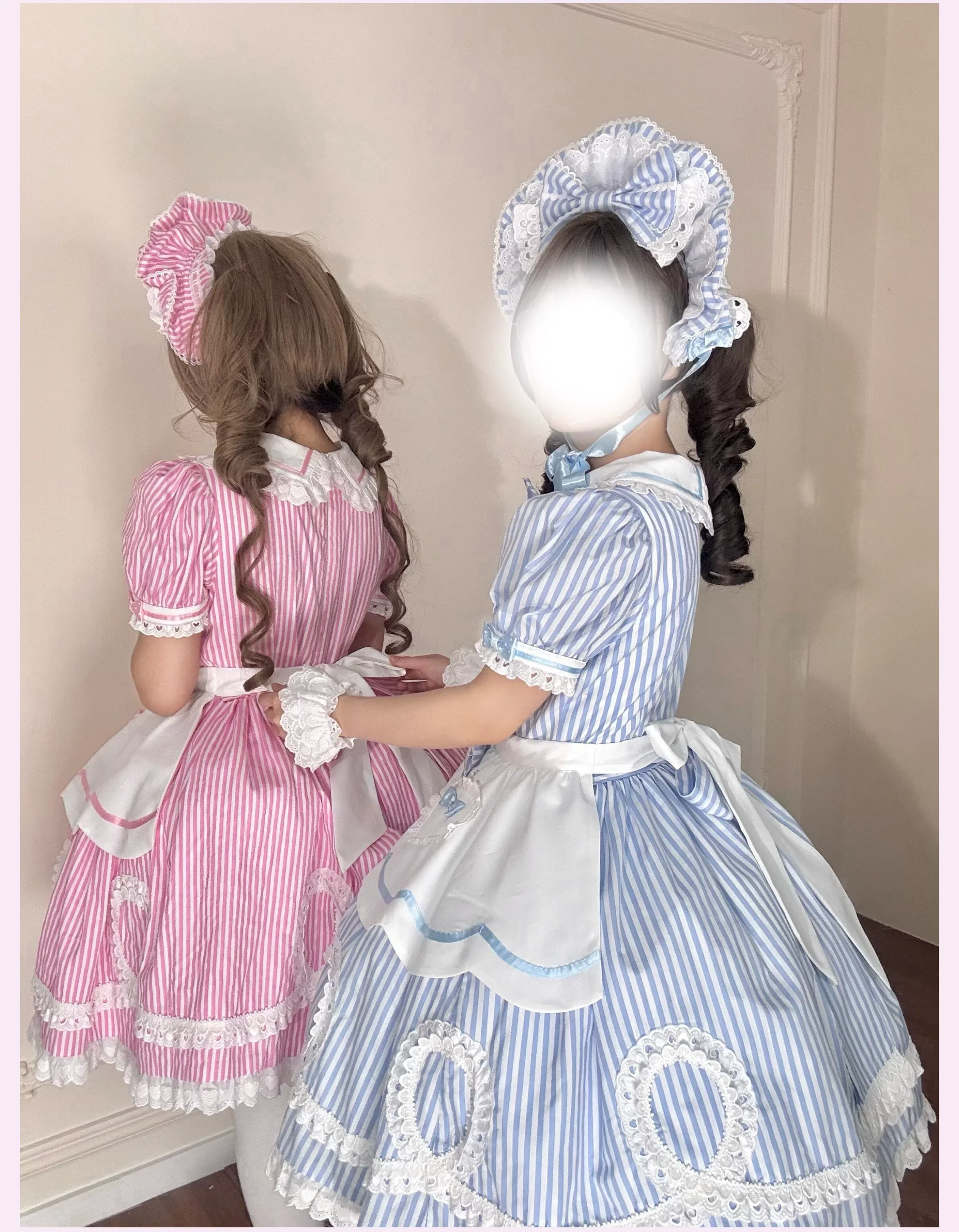 Candy Shop Manager - Old School Lolita Striped OP Dress, Detachable Apron - Image 30