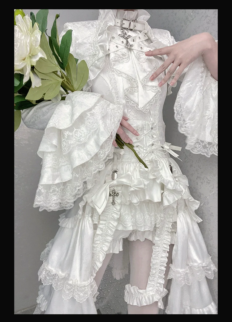 Omega Wedding Gothic Ouji Lolita White Suit - Image 11