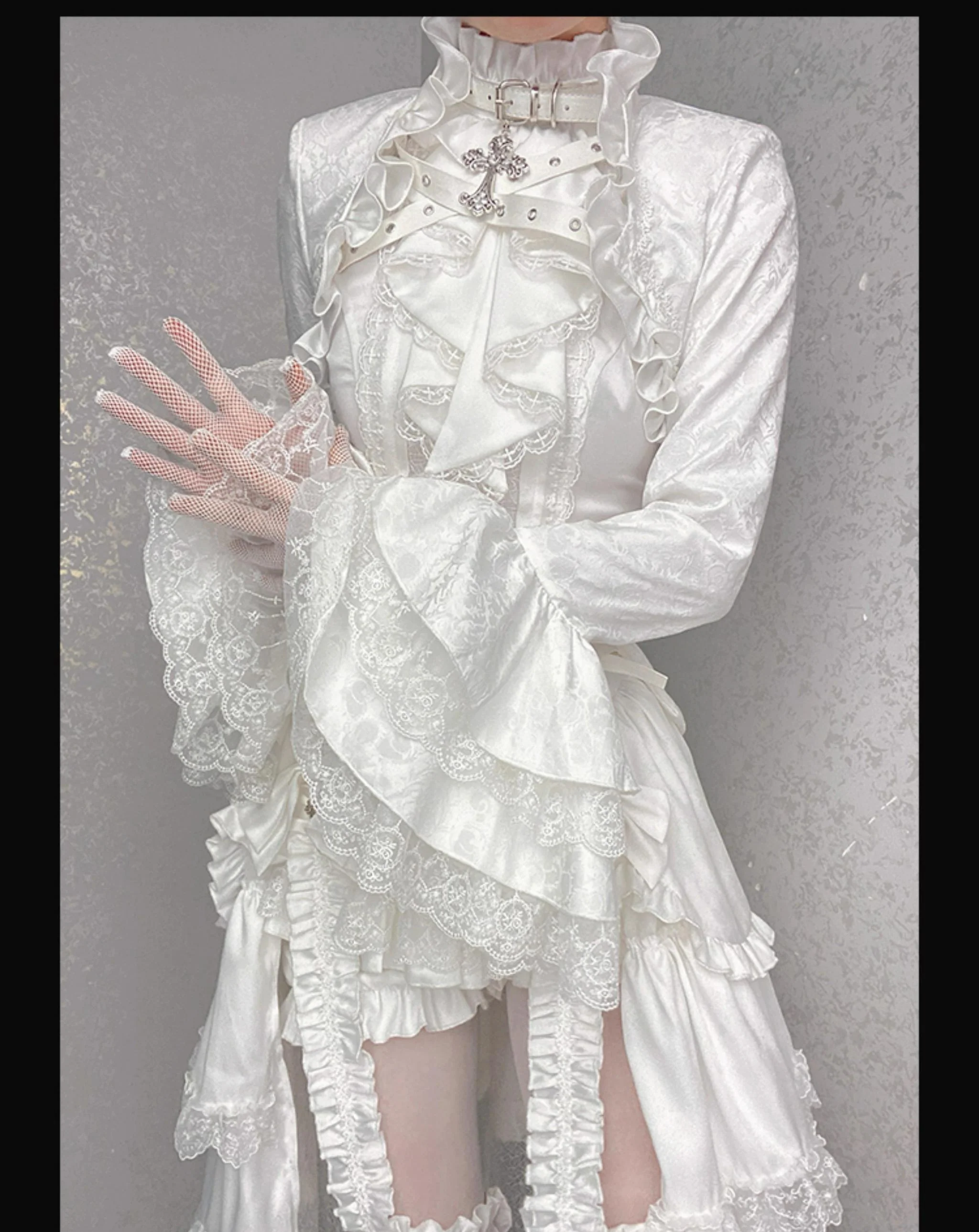 Omega Wedding Gothic Ouji Lolita White Suit - Image 12