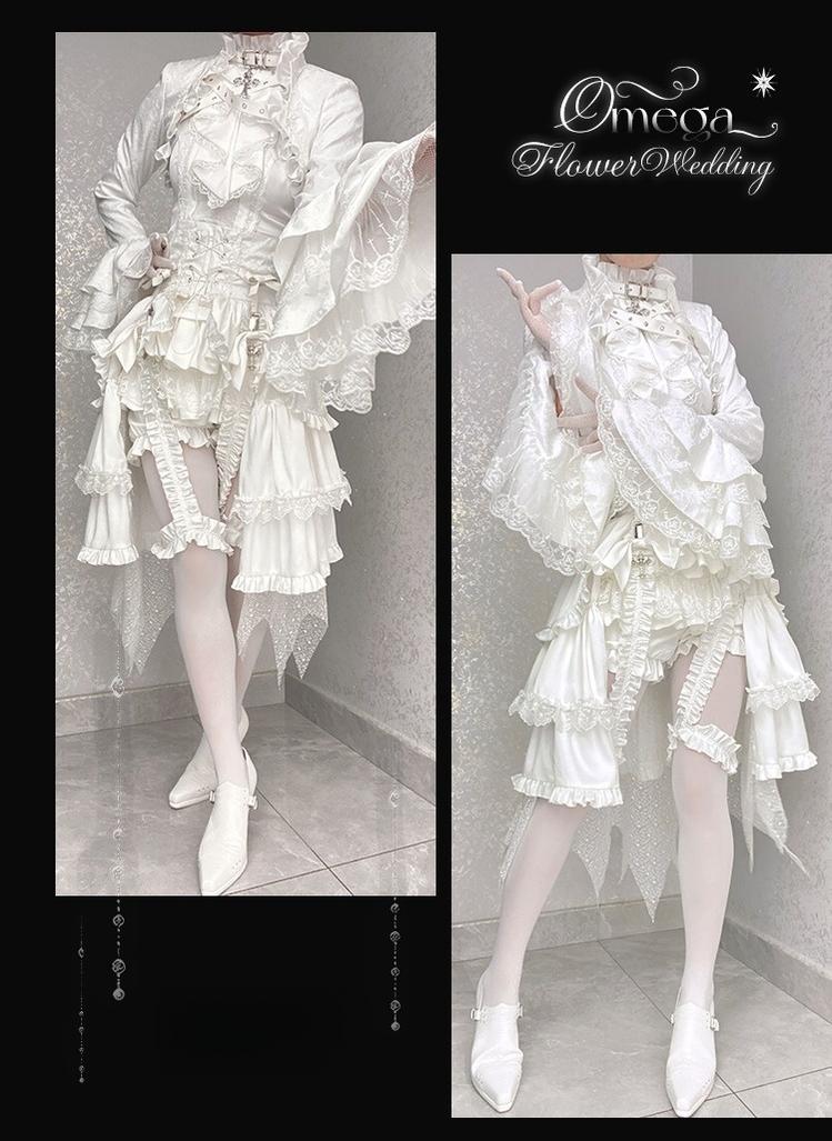 Omega Wedding Gothic Ouji Lolita White Suit - Image 14