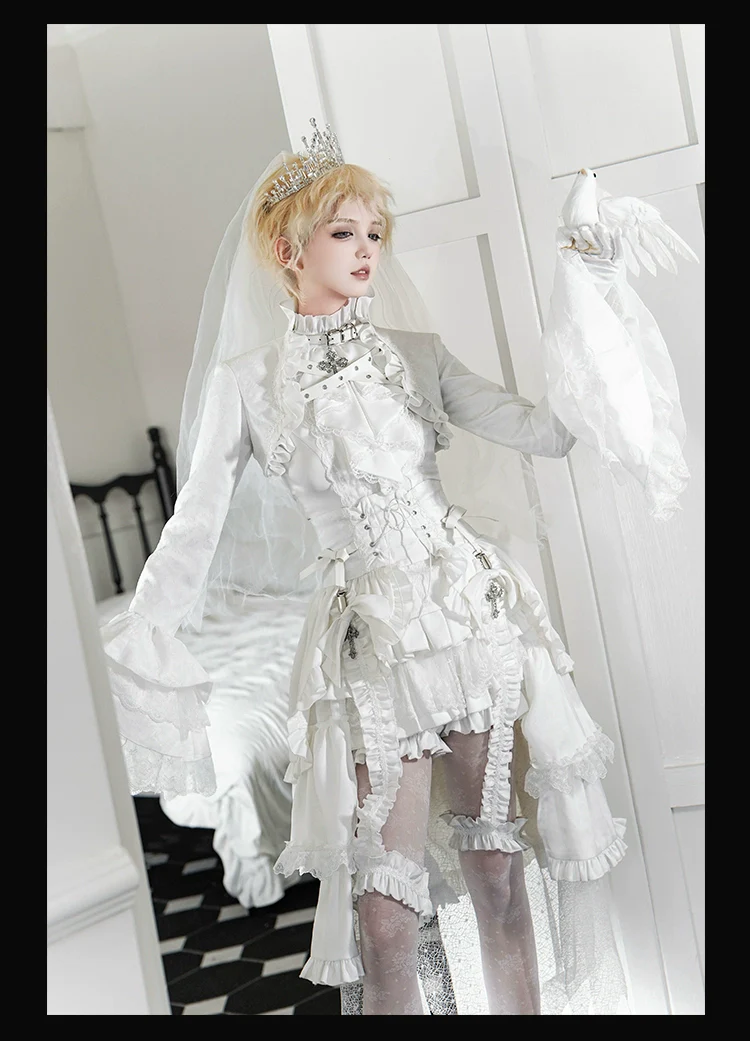 Omega Wedding Gothic Ouji Lolita White Suit - Image 3