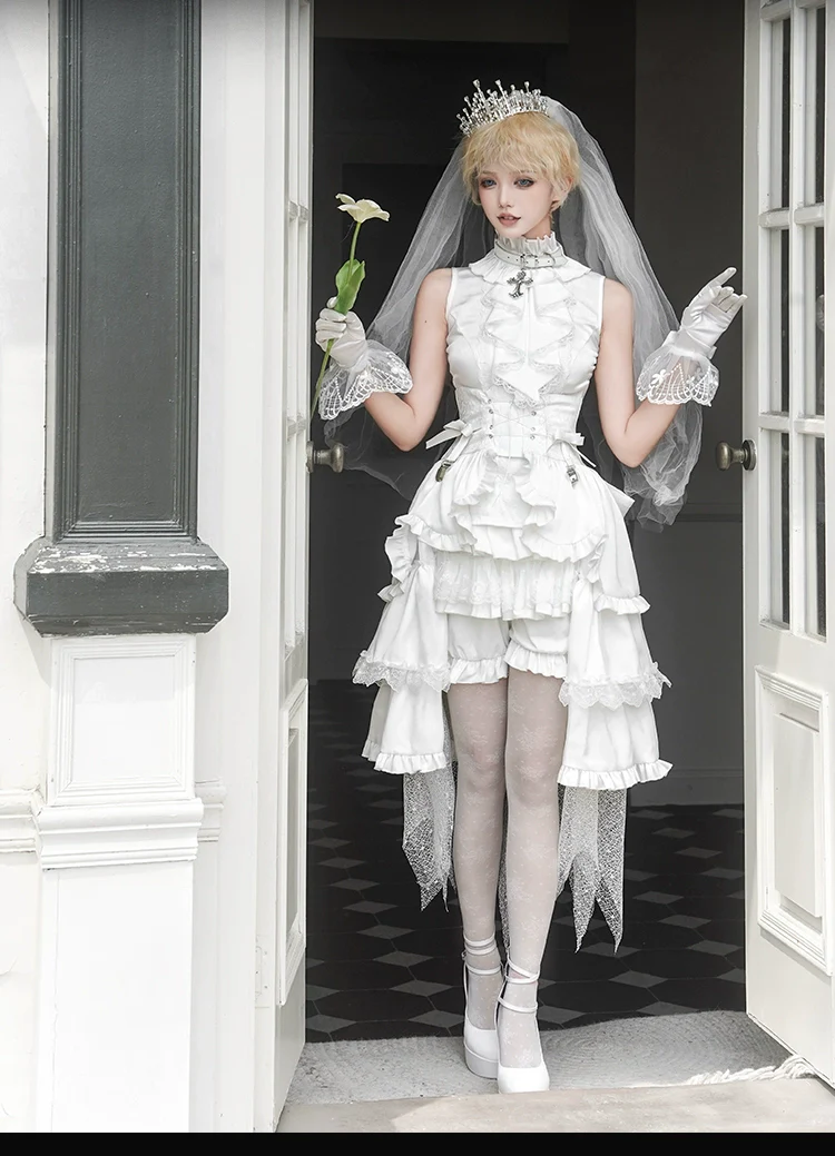 Omega Wedding Gothic Ouji Lolita White Suit - Image 5