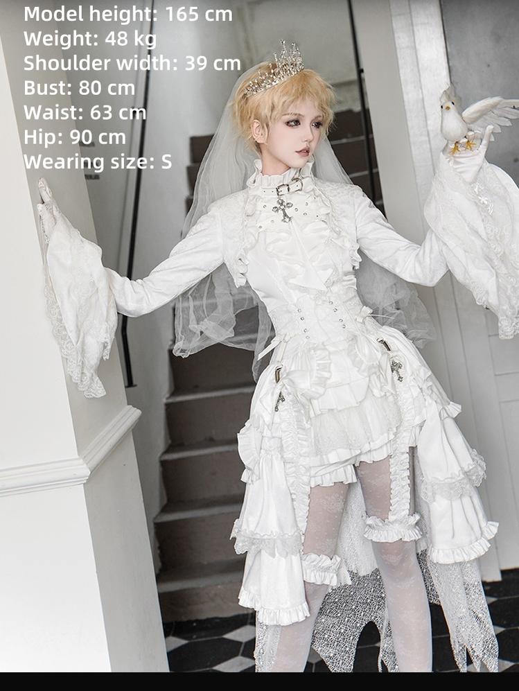 Omega Wedding Gothic Ouji Lolita White Suit - Image 7