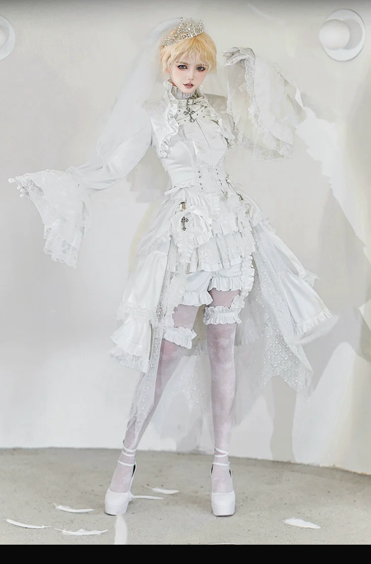 Omega Wedding Gothic Ouji Lolita White Suit - Image 8