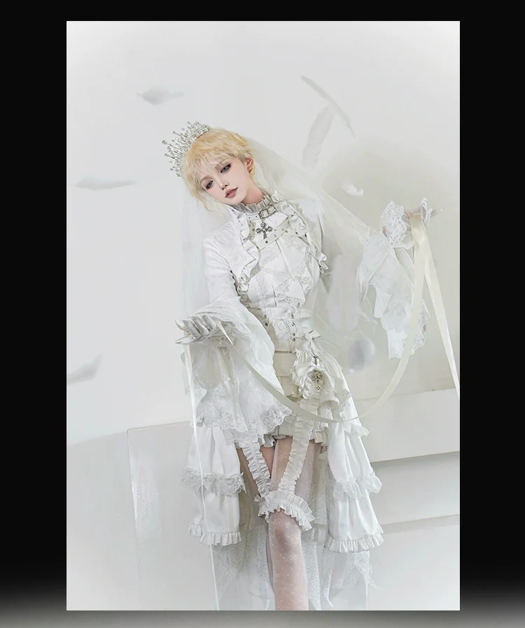 Omega Wedding Gothic Ouji Lolita White Suit - Image 9