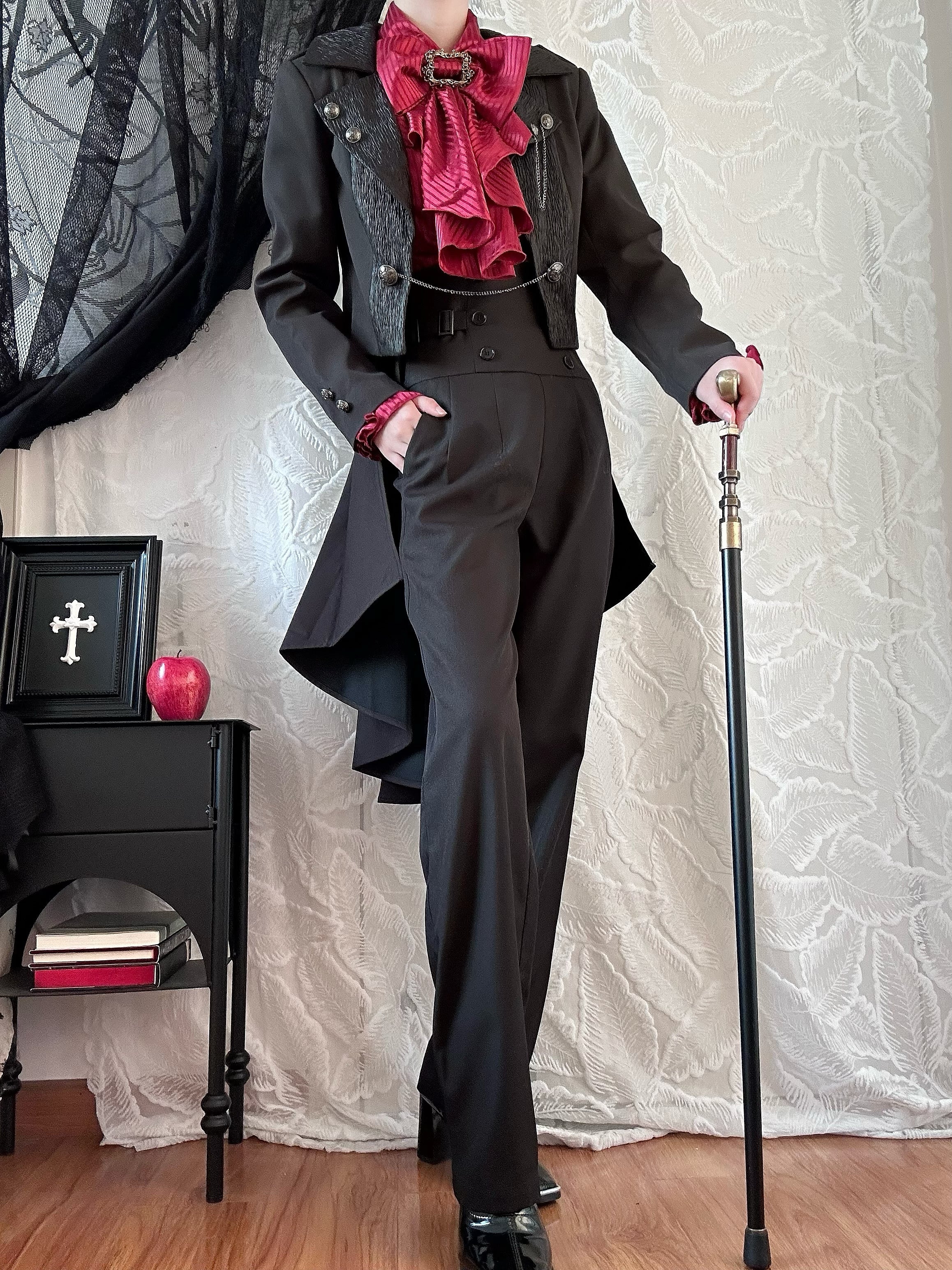 Open Front Ouji Lolita Short Coat, Detachable Trailing - Image 3