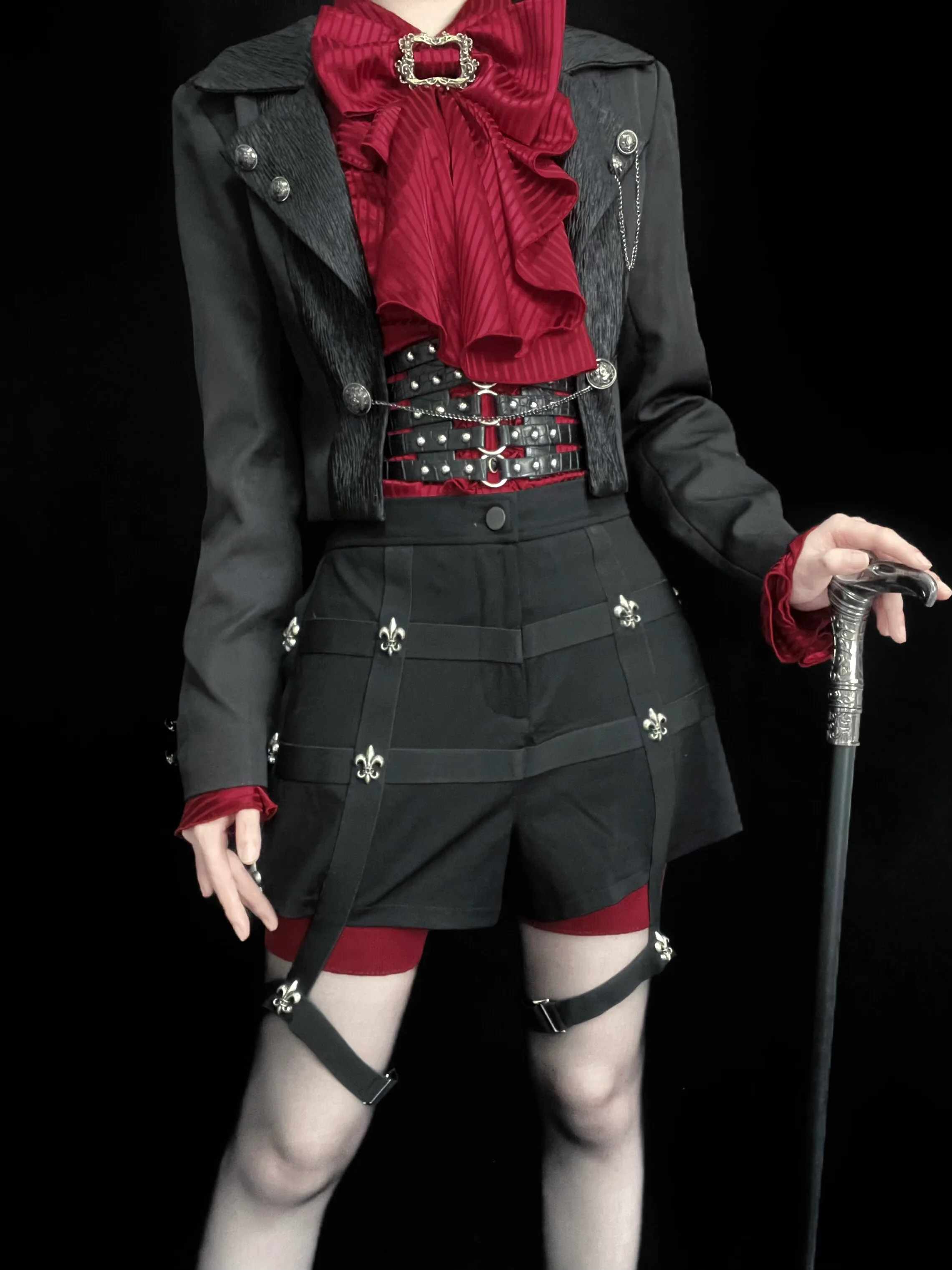 Open Front Ouji Lolita Short Coat, Detachable Trailing - Image 7