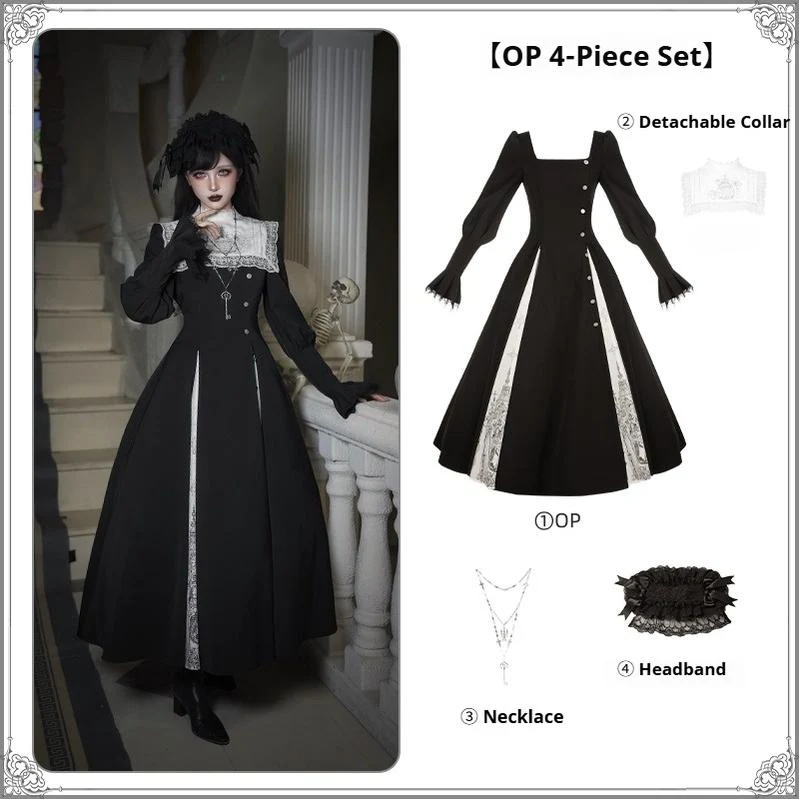 With PUJI - Raven's Night Song - Oriental Aesthetics Gothic Lolita Dress Set - Image 10