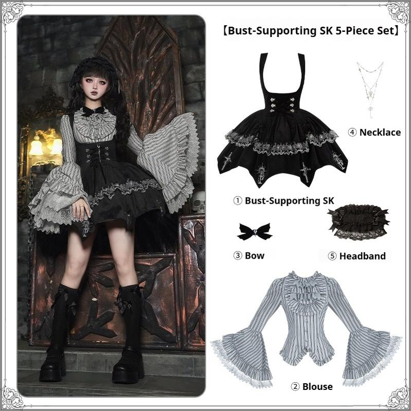 With PUJI - Raven's Night Song - Oriental Aesthetics Gothic Lolita Dress Set - Image 11