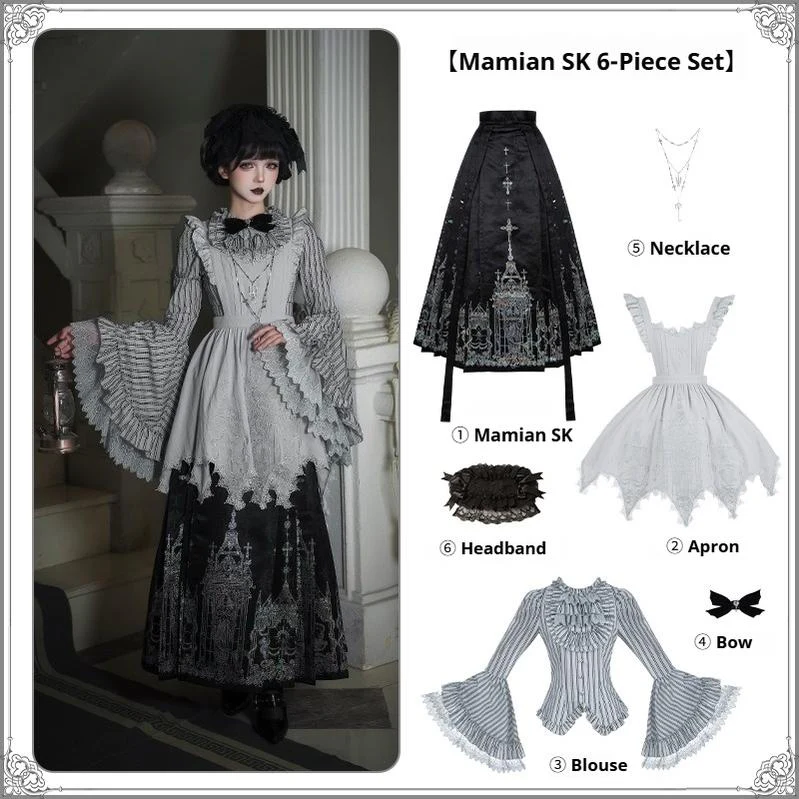 With PUJI - Raven's Night Song - Oriental Aesthetics Gothic Lolita Dress Set - Image 12