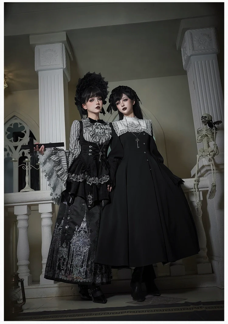 With PUJI - Raven's Night Song - Oriental Aesthetics Gothic Lolita Dress Set - Image 19