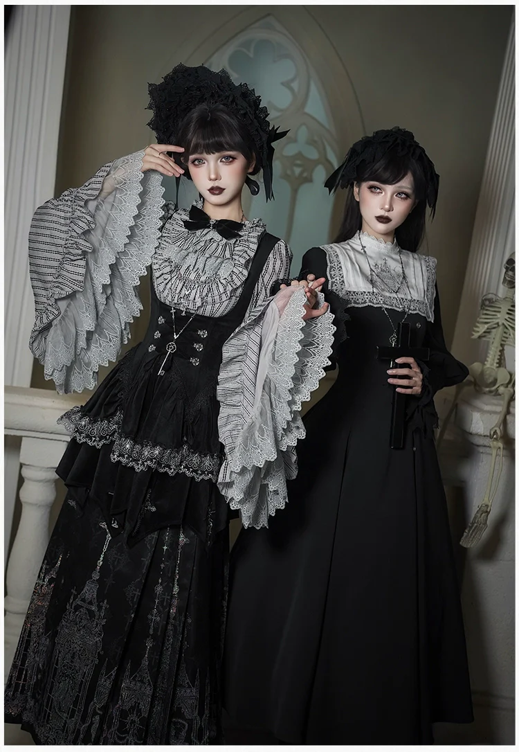 With PUJI - Raven's Night Song - Oriental Aesthetics Gothic Lolita Dress Set - Image 21