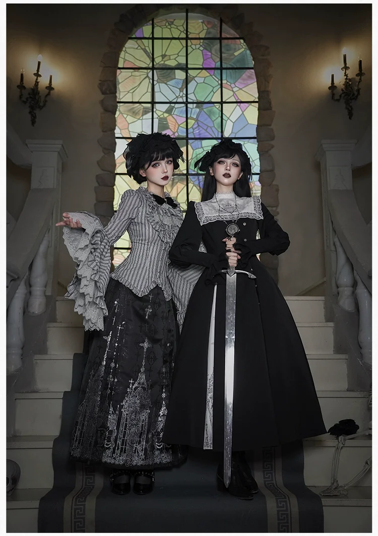 With PUJI - Raven's Night Song - Oriental Aesthetics Gothic Lolita Dress Set - Image 22