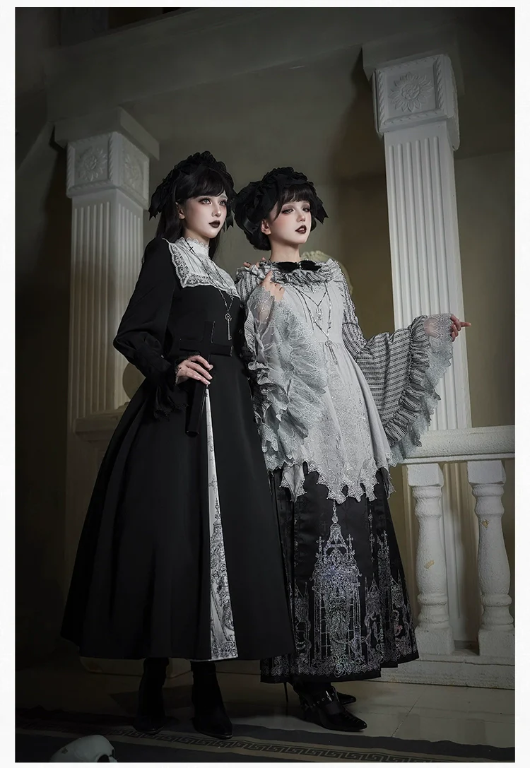 With PUJI - Raven's Night Song - Oriental Aesthetics Gothic Lolita Dress Set - Image 23