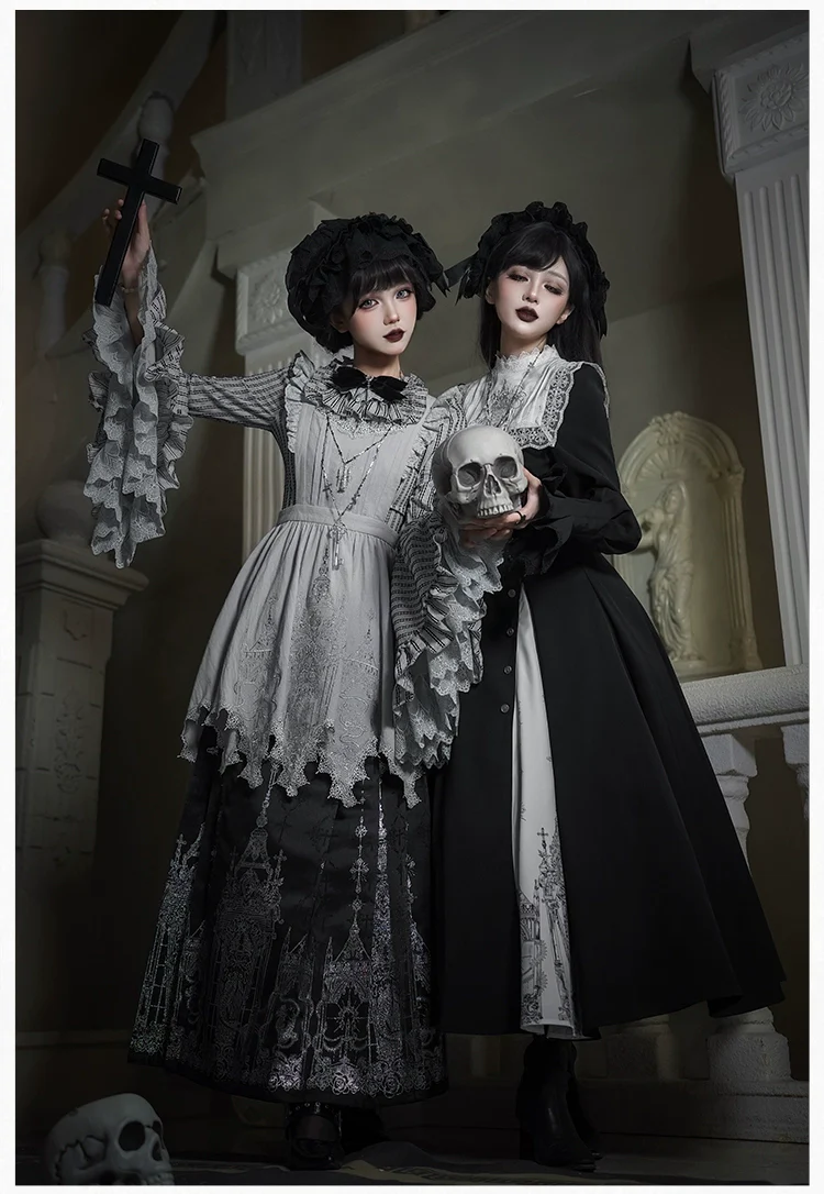 With PUJI - Raven's Night Song - Oriental Aesthetics Gothic Lolita Dress Set - Image 24