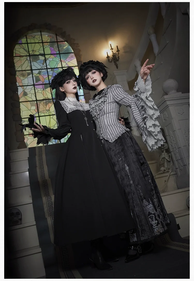 With PUJI - Raven's Night Song - Oriental Aesthetics Gothic Lolita Dress Set - Image 25