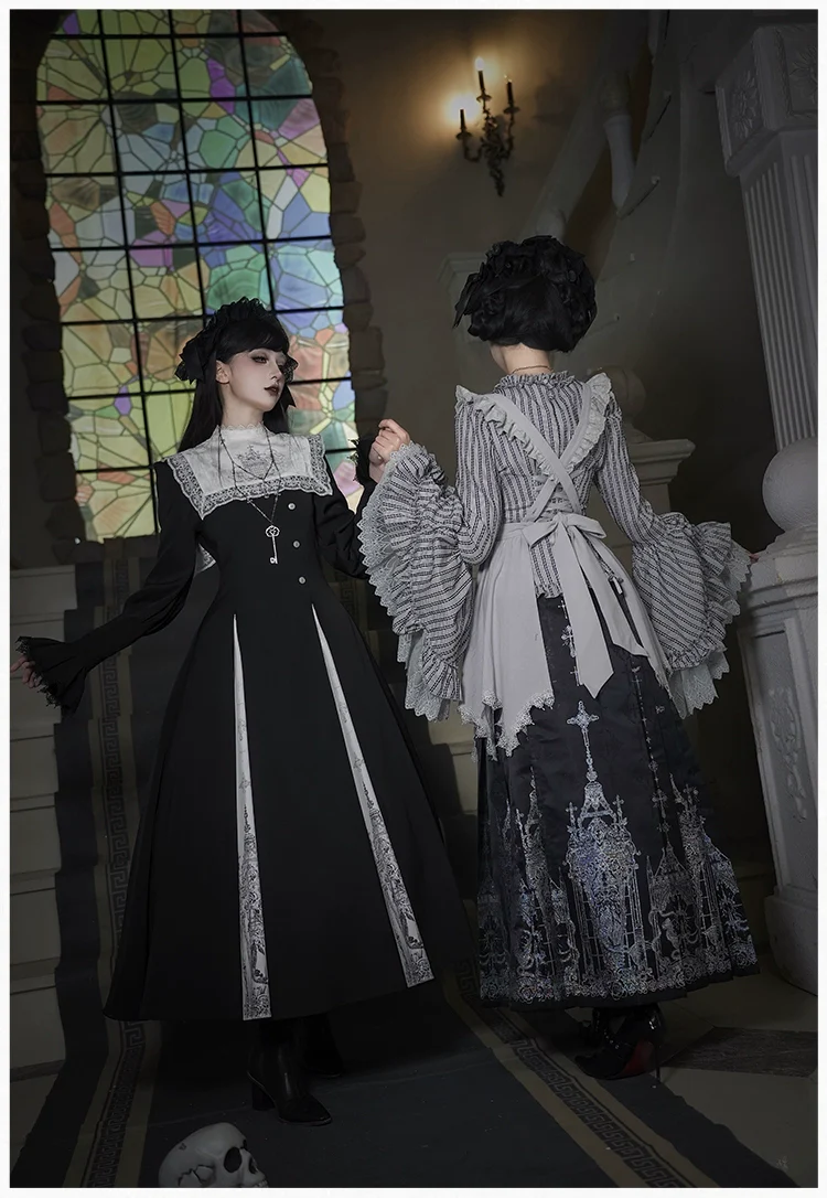 With PUJI - Raven's Night Song - Oriental Aesthetics Gothic Lolita Dress Set - Image 26