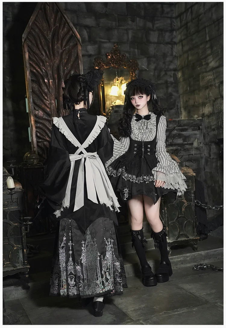 With PUJI - Raven's Night Song - Oriental Aesthetics Gothic Lolita Dress Set - Image 27