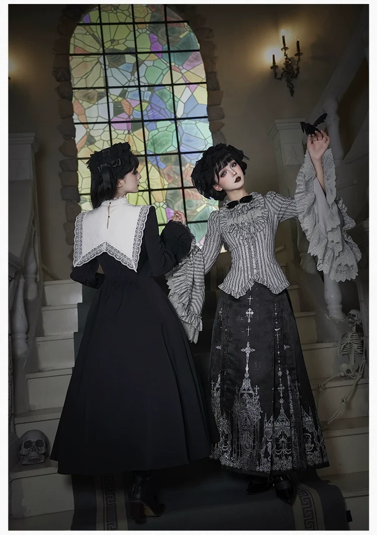 With PUJI - Raven's Night Song - Oriental Aesthetics Gothic Lolita Dress Set - Image 28