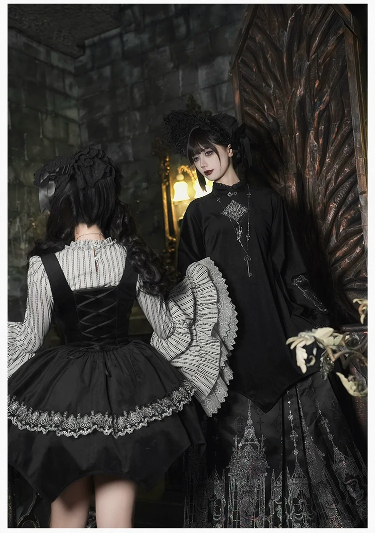 With PUJI - Raven's Night Song - Oriental Aesthetics Gothic Lolita Dress Set - Image 29