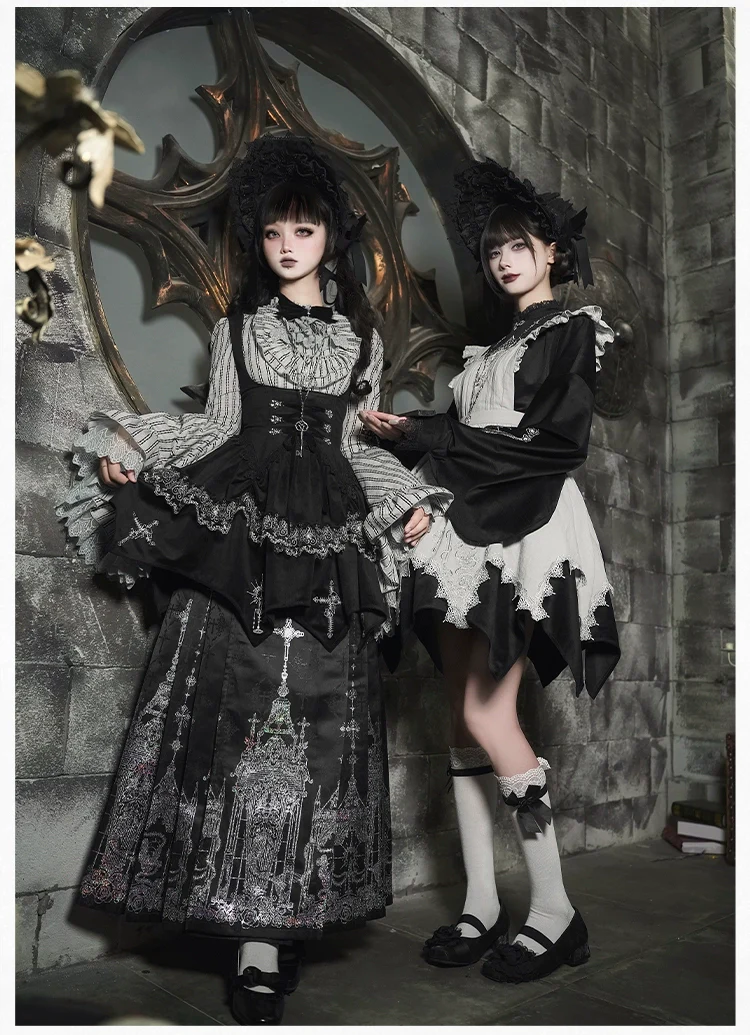 With PUJI - Raven's Night Song - Oriental Aesthetics Gothic Lolita Dress Set - Image 3