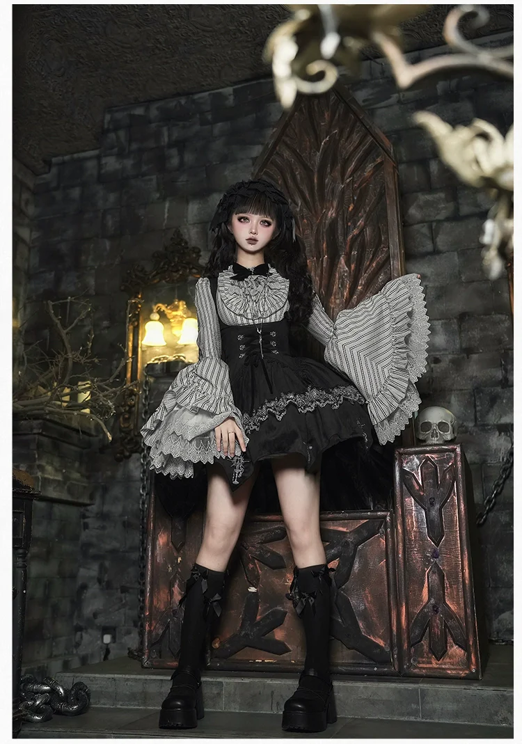 With PUJI - Raven's Night Song - Oriental Aesthetics Gothic Lolita Dress Set - Image 32